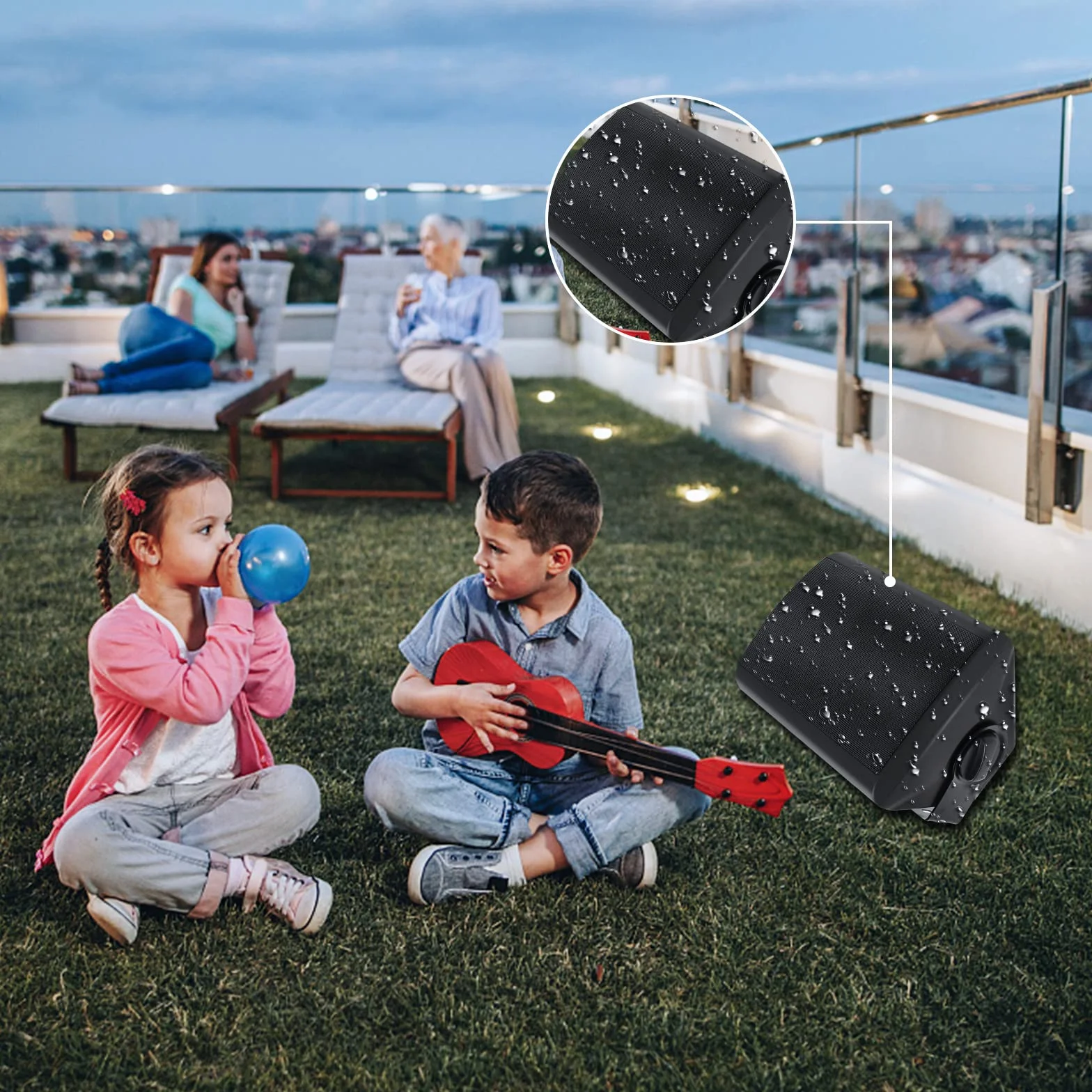 STUDIOFINIX 600Watts Etanche Enceintes d'extérieur Bluetooth 5.25 Pouces Haut-parleurs Extérieurs étanches pour intérieur extérieur(4 Haut-parleurs，Noir)