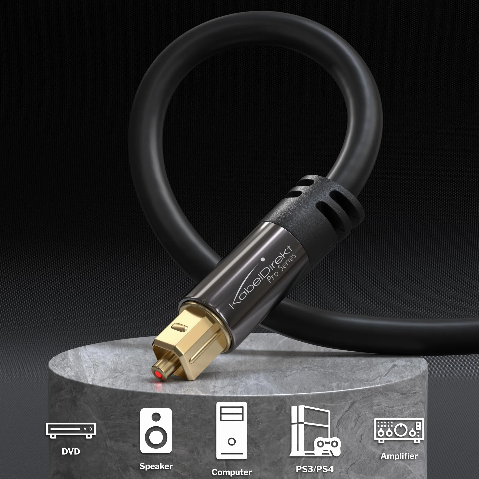 KabelDirekt 1m câble audio numérique optique TOSLINK fibre optique