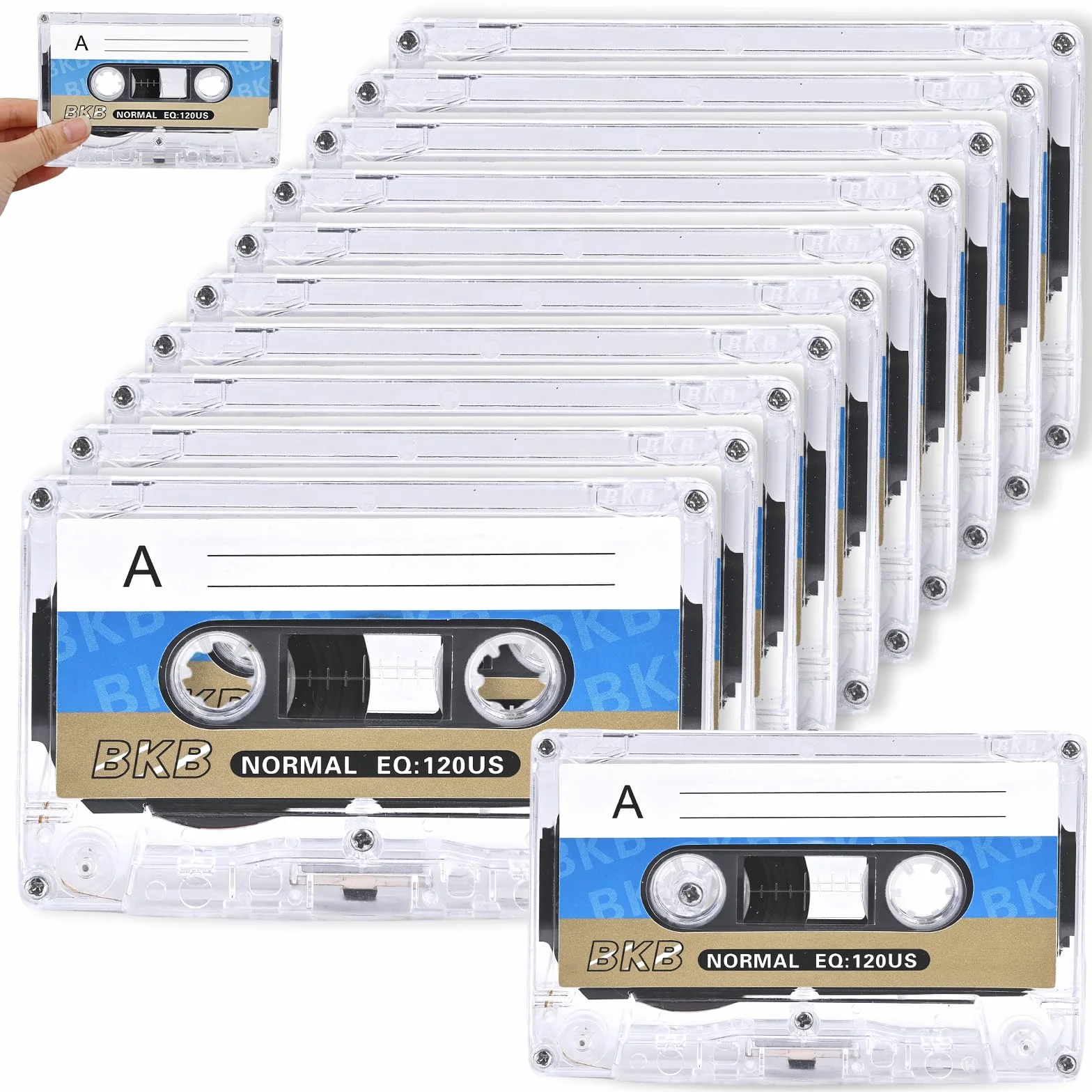 Cassettes audio vides WANDGU 60 min, lot de 10 avec étui plastique transparent