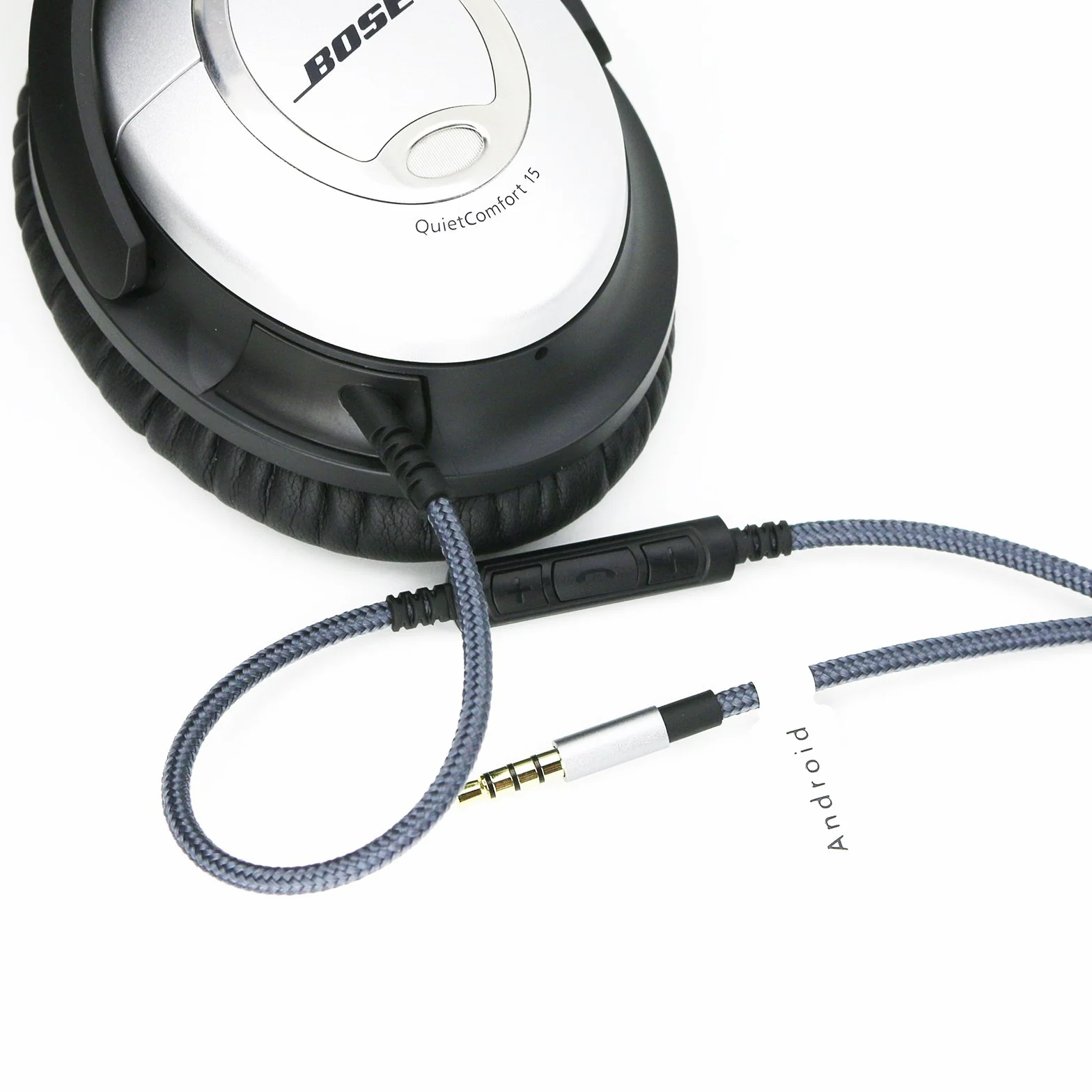 Câble audio de rechange avec micro intégré et contrôle du volume compatible avec casque Bose QC15 QuietComfort 15, compatible avec Samsung Galaxy Huawei Android