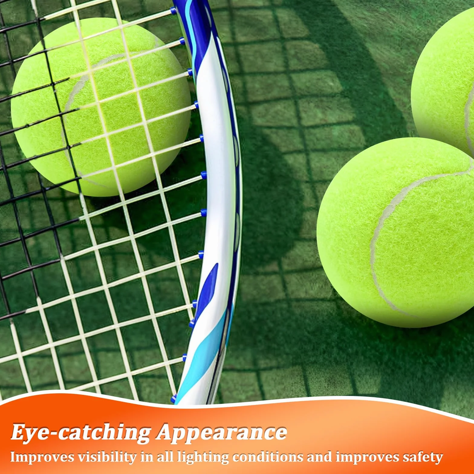 Lot de 6 balles de tennis d'entraînement élastiques résistantes et rapides pour intérieur extérieur