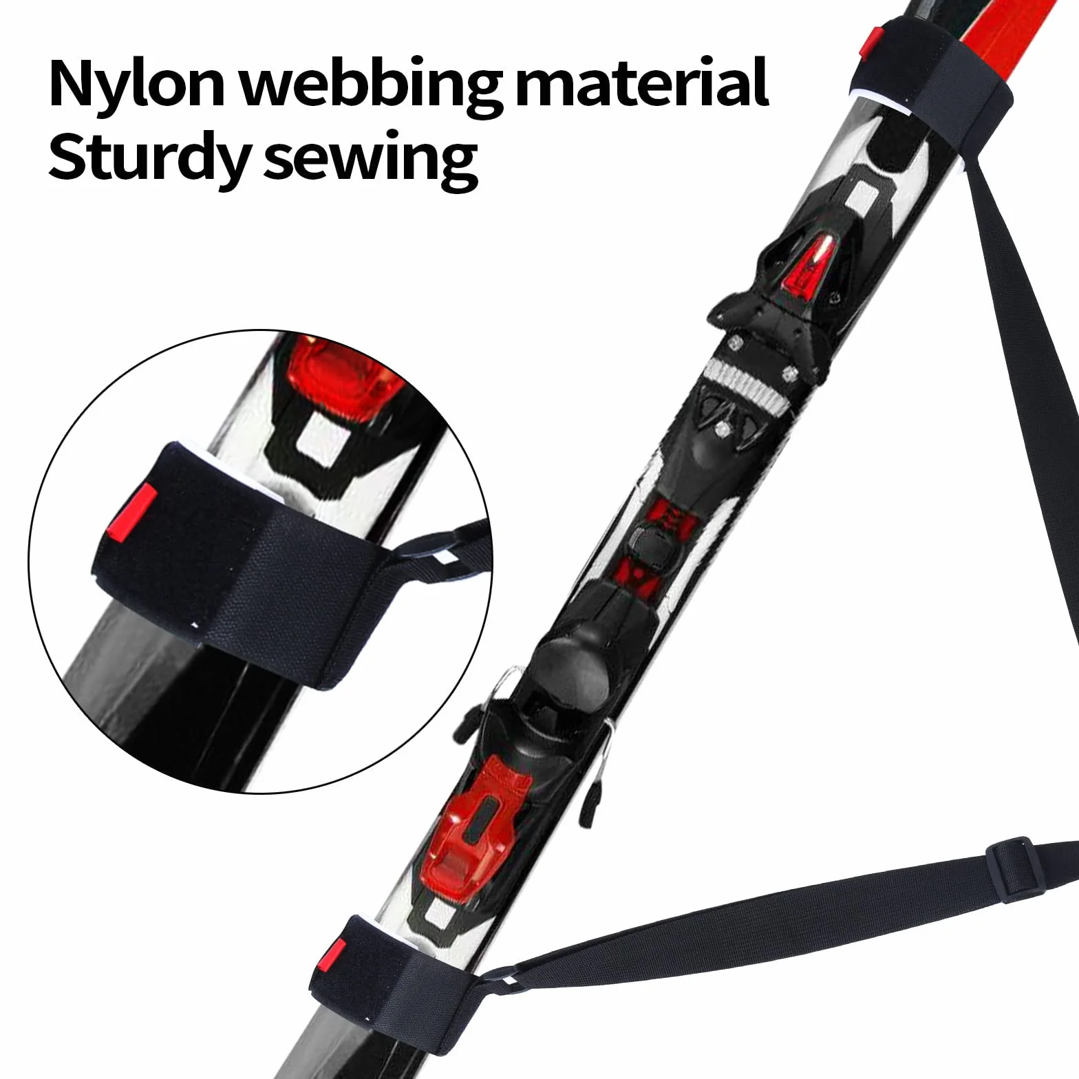Sangle Porte Skis Réglable 70-110cm, Bandoulière Confortable avec Matériau EVA pour Ski Adulte et Enfant