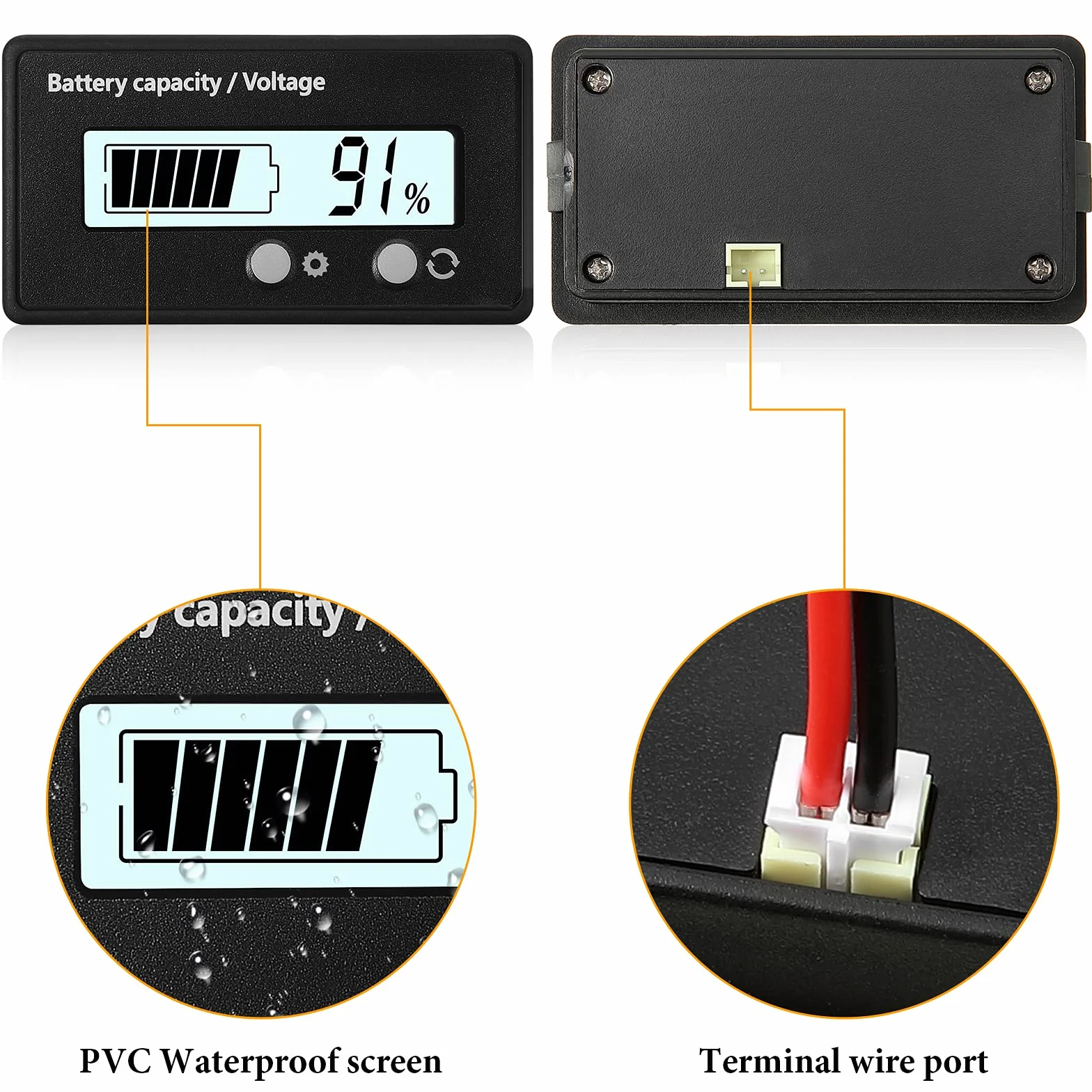 Compteur de Batterie DC 12V-84V avec Alarme, Indicateur de Tension Plomb-Acide (Blanc)