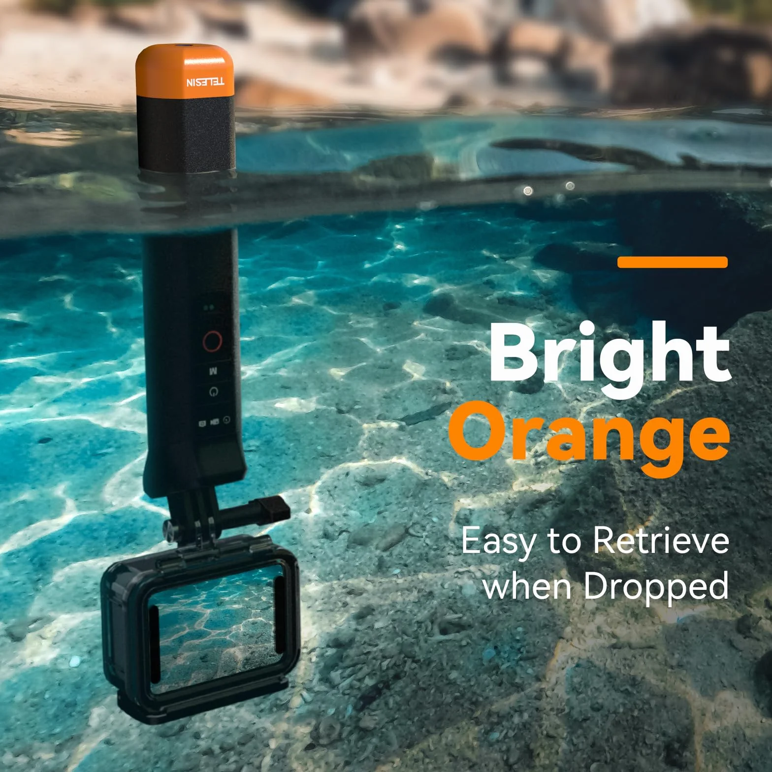 TELESIN Selfie Stick Flottant Poignée étanche avec télécommande Bluetooth pour GoPro Hero 13 Balck, Hero 12 11 10 9 8 Black caméras d'action