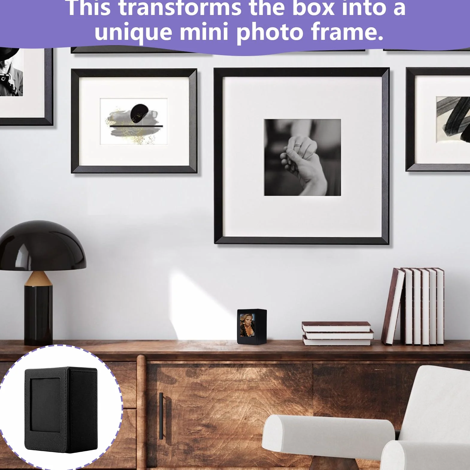 Boîte de Rangement Photo pour Instax Mini – Étui de Stockage 3 Pouces Noir, Compatible avec Fujifilm Instax Mini Film (54x86mm)