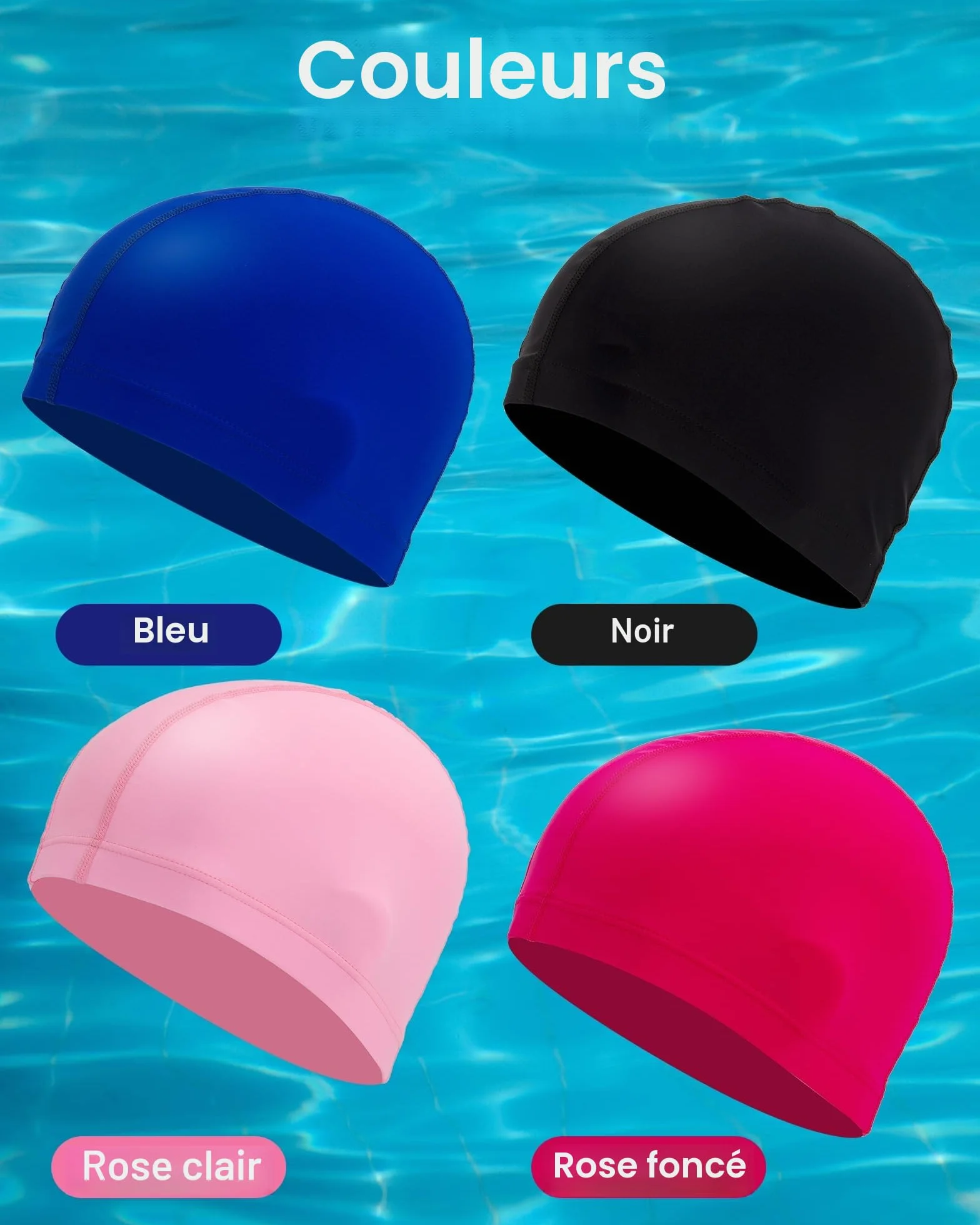 Bonnet de Bain Homme et Femme Haute Élasticité Confortable et Durable