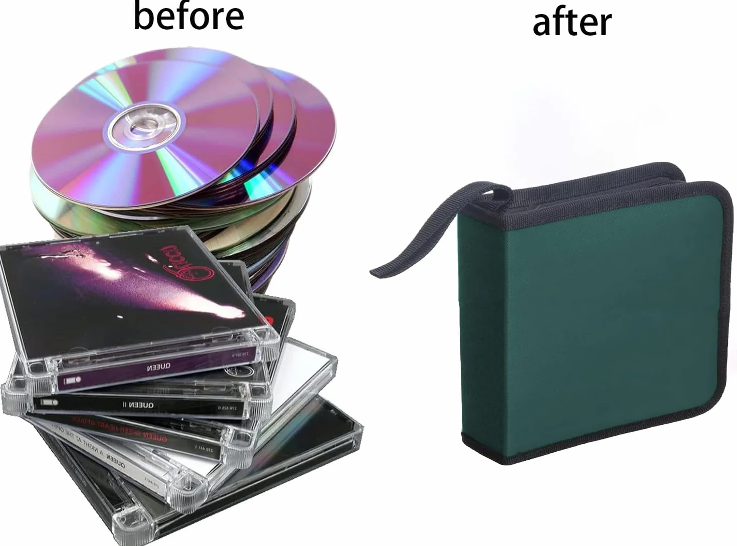 Sac de Rangement CD pour 40 Disques CD DVD, Voiture et Maison, Vert