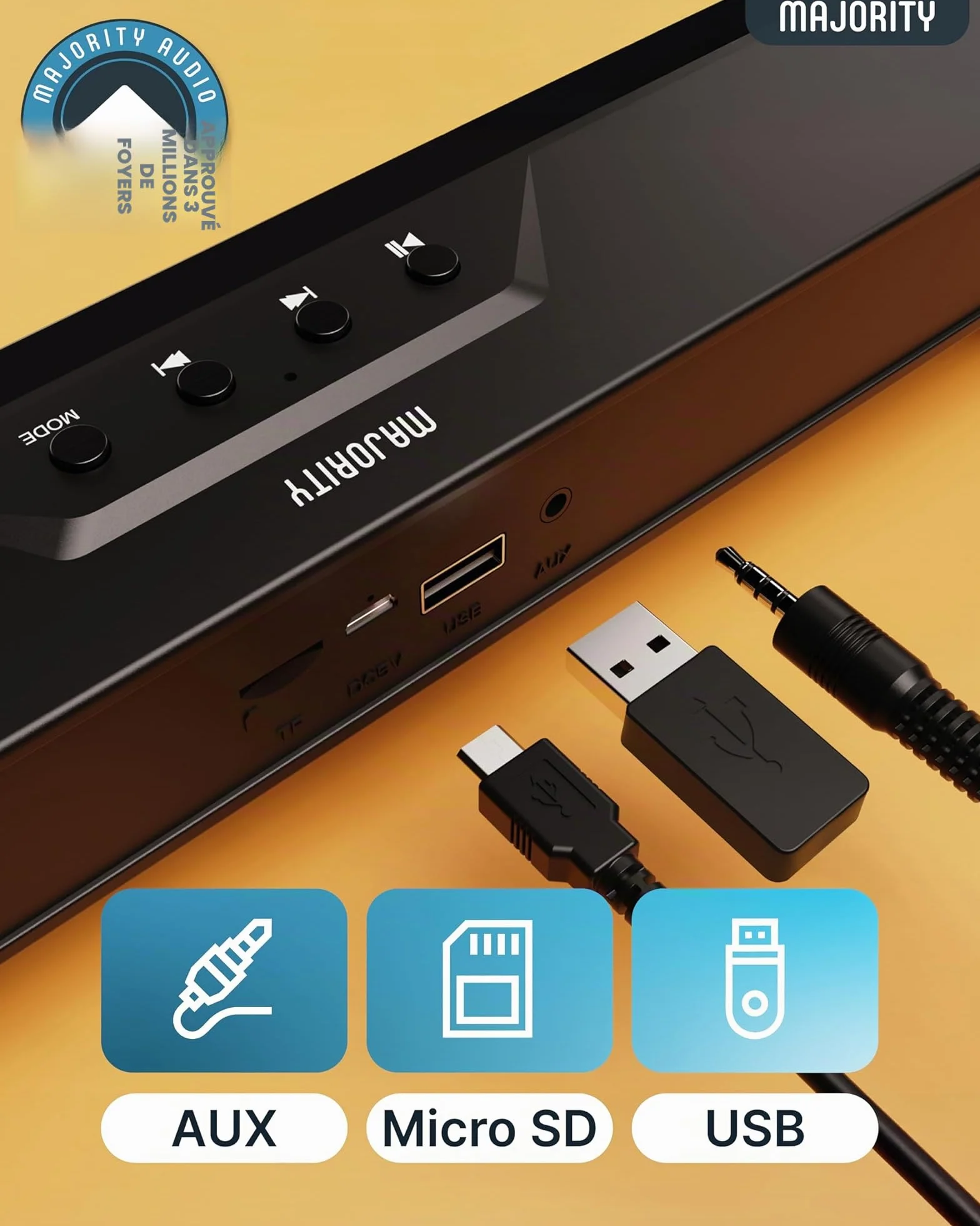 Barre de son Atlas 20W Bluetooth USB AUX portable pour PC TV moniteur