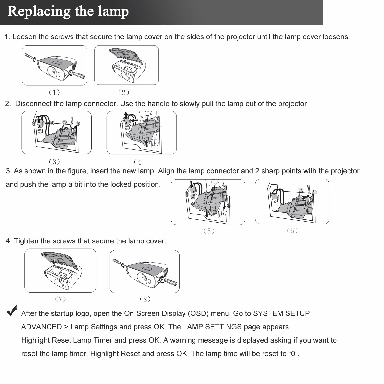 BenQ Lampe de Vidéoprojecteur W1700 W1720 W1800 HT2550 TK800 TK700 MH550 MU607