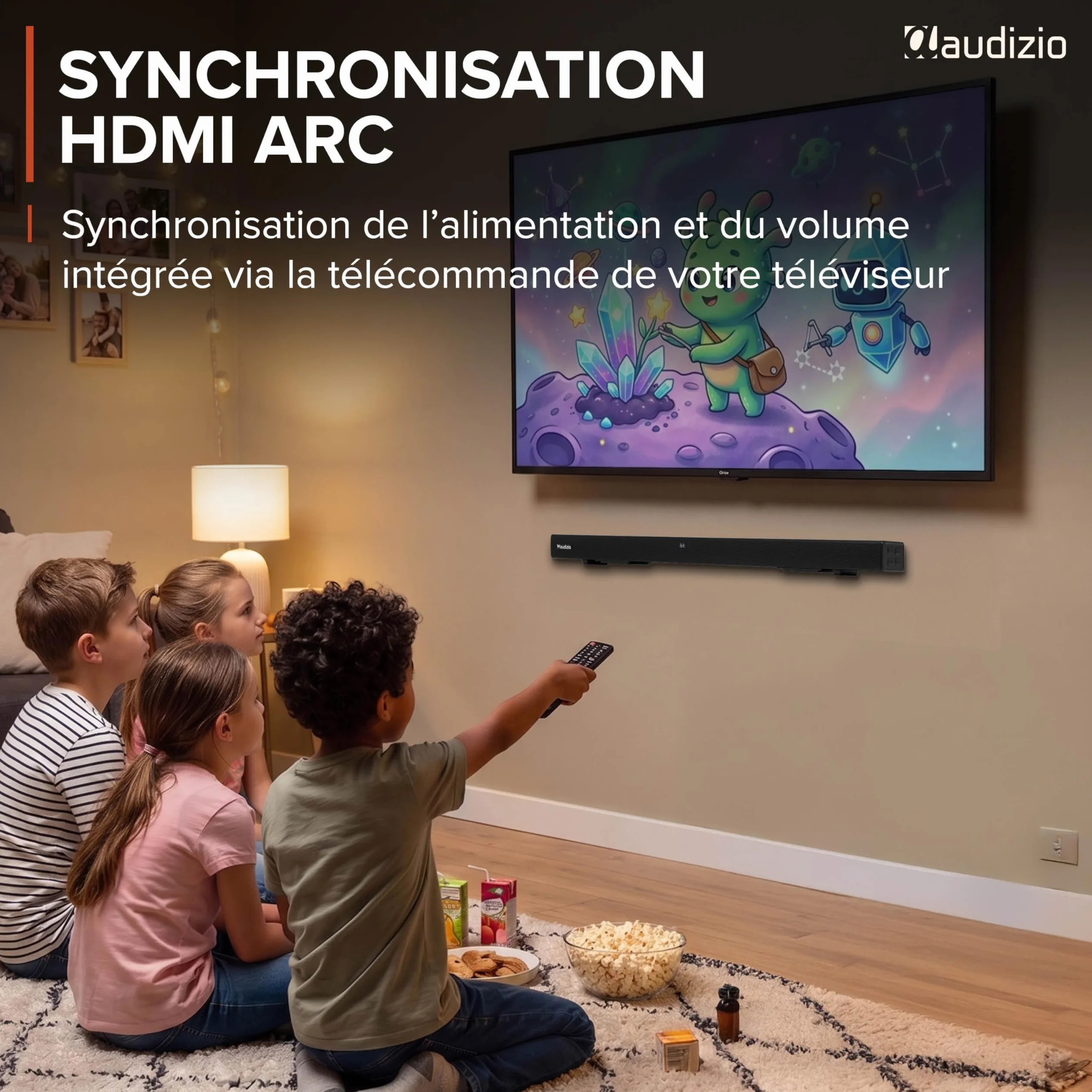 Audizio SB95 Soundbar TV Bluetooth 5.3 HDMI Arc 120W 88 cm Optique Coaxial USB AUX 2 Mini Subwoofers Intégrés