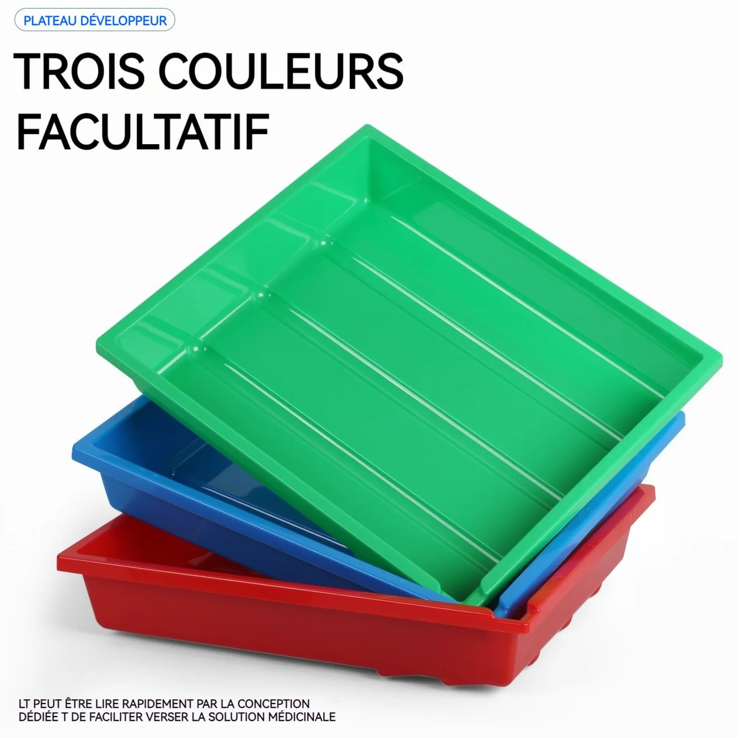 Lot de 3 Plateaux de développement d'impression Photo en Chambre Noire Profonde(10" x 12")
