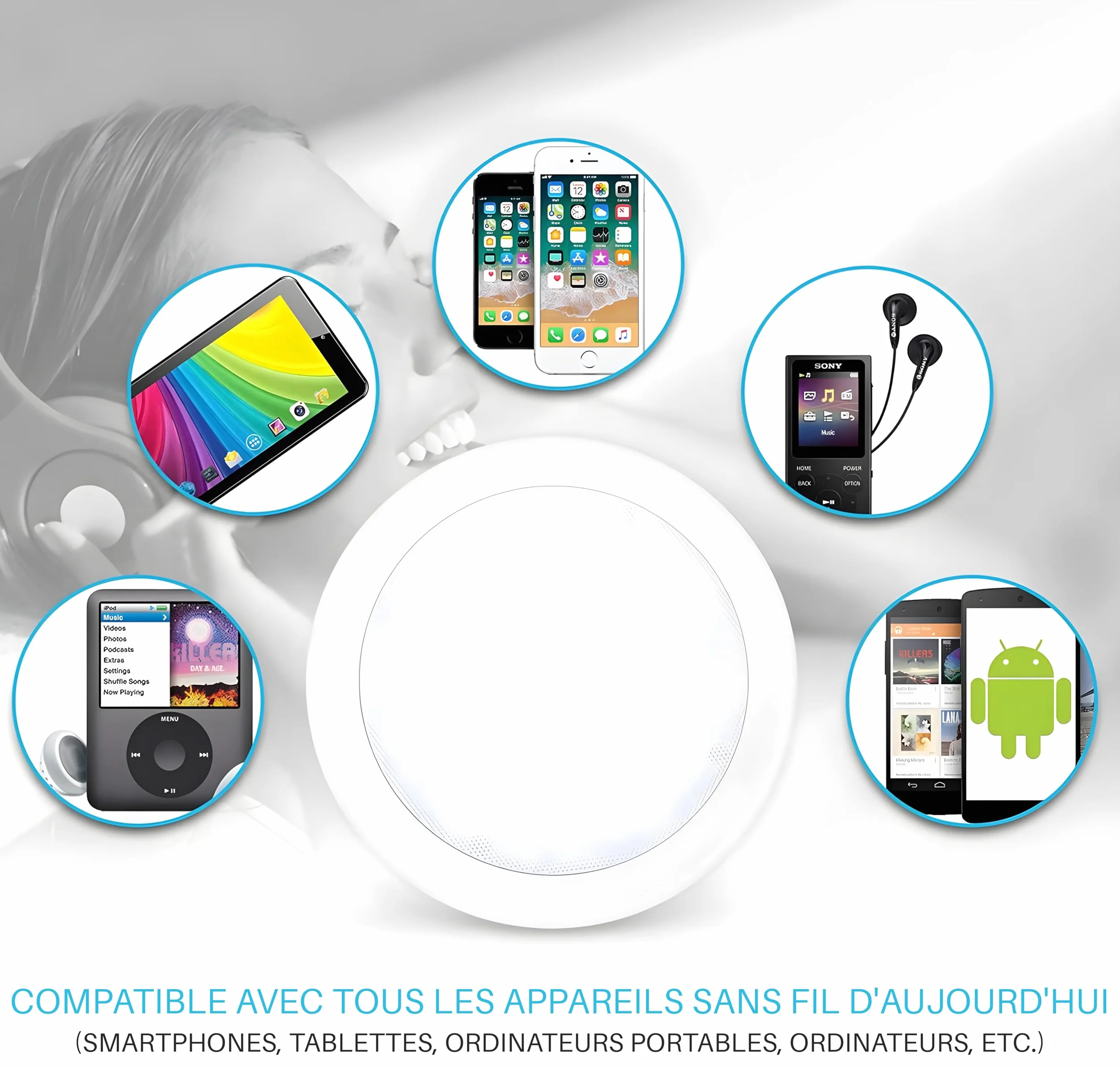 Pyle Enceintes Bluetooth 2 Voies à Encastrer Mur/Plafond avec Connexions Rapides et Grilles Interchangeables