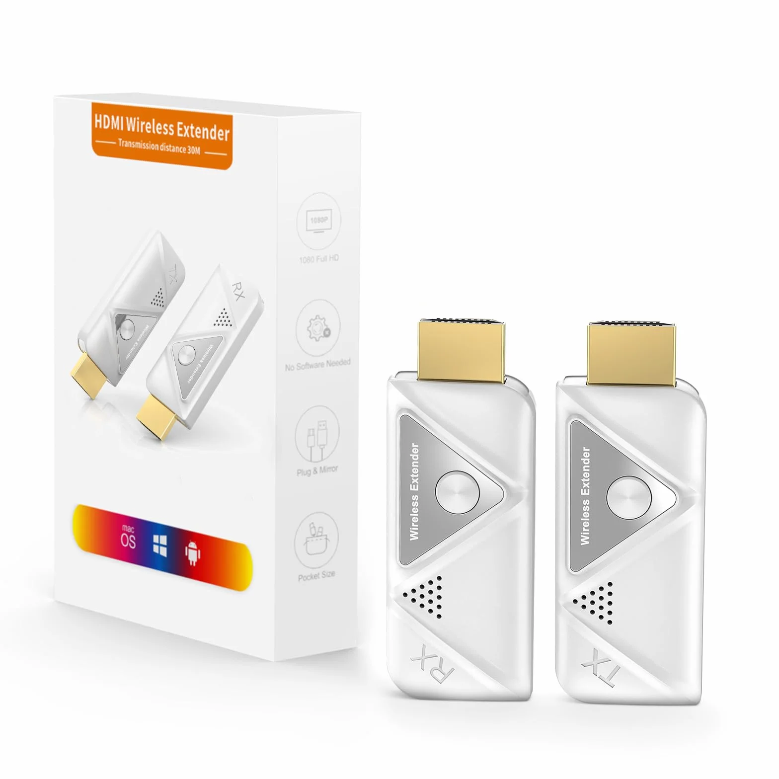 Émetteur et récepteur HDMI sans Fil 2,4G/5G Plug & Play pour PC TV Projecteur Moniteur (Blanc 1 à 1)