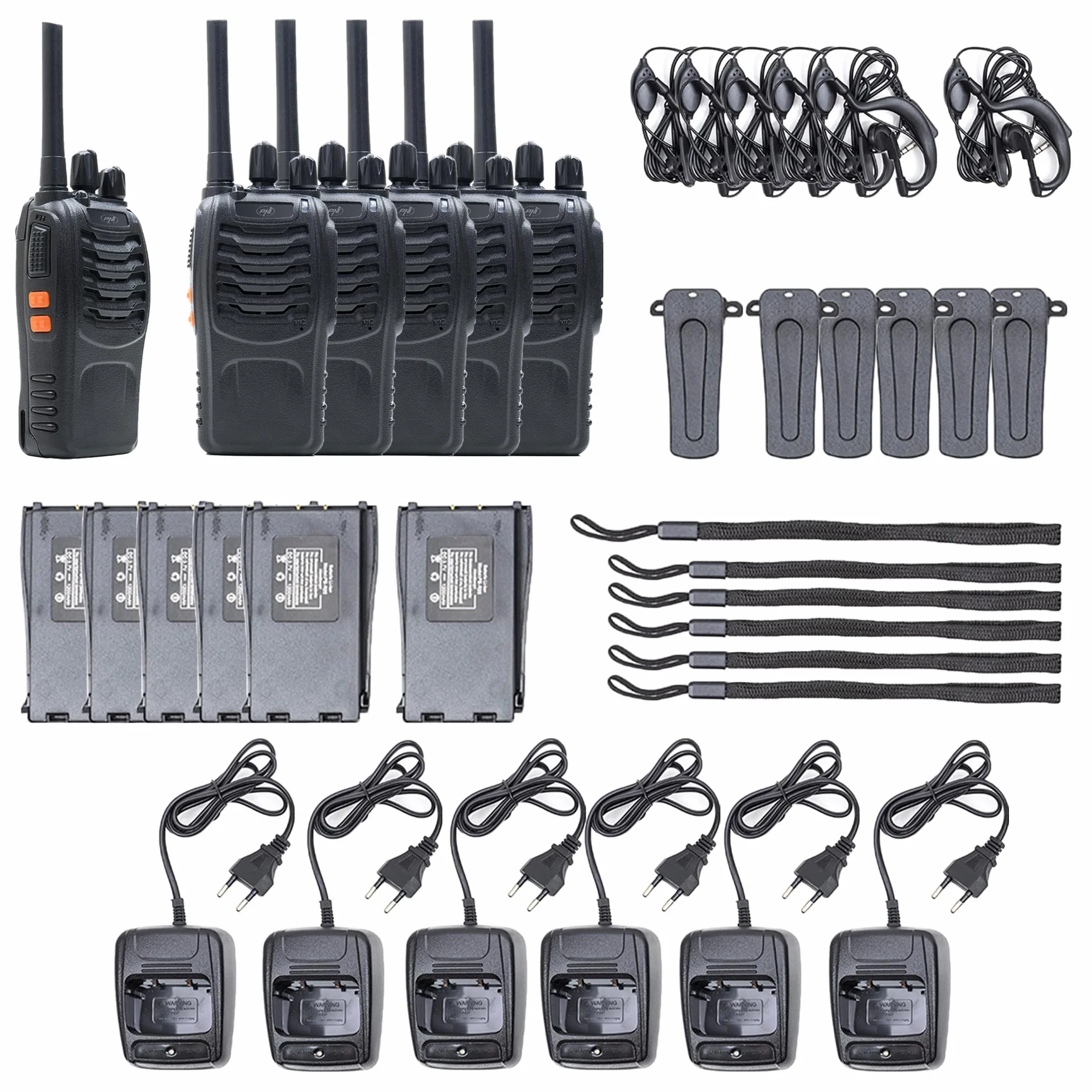 PNI PMR R40 Pro Paquet 6 Radios Portables Piles Chargeurs Écouteurs