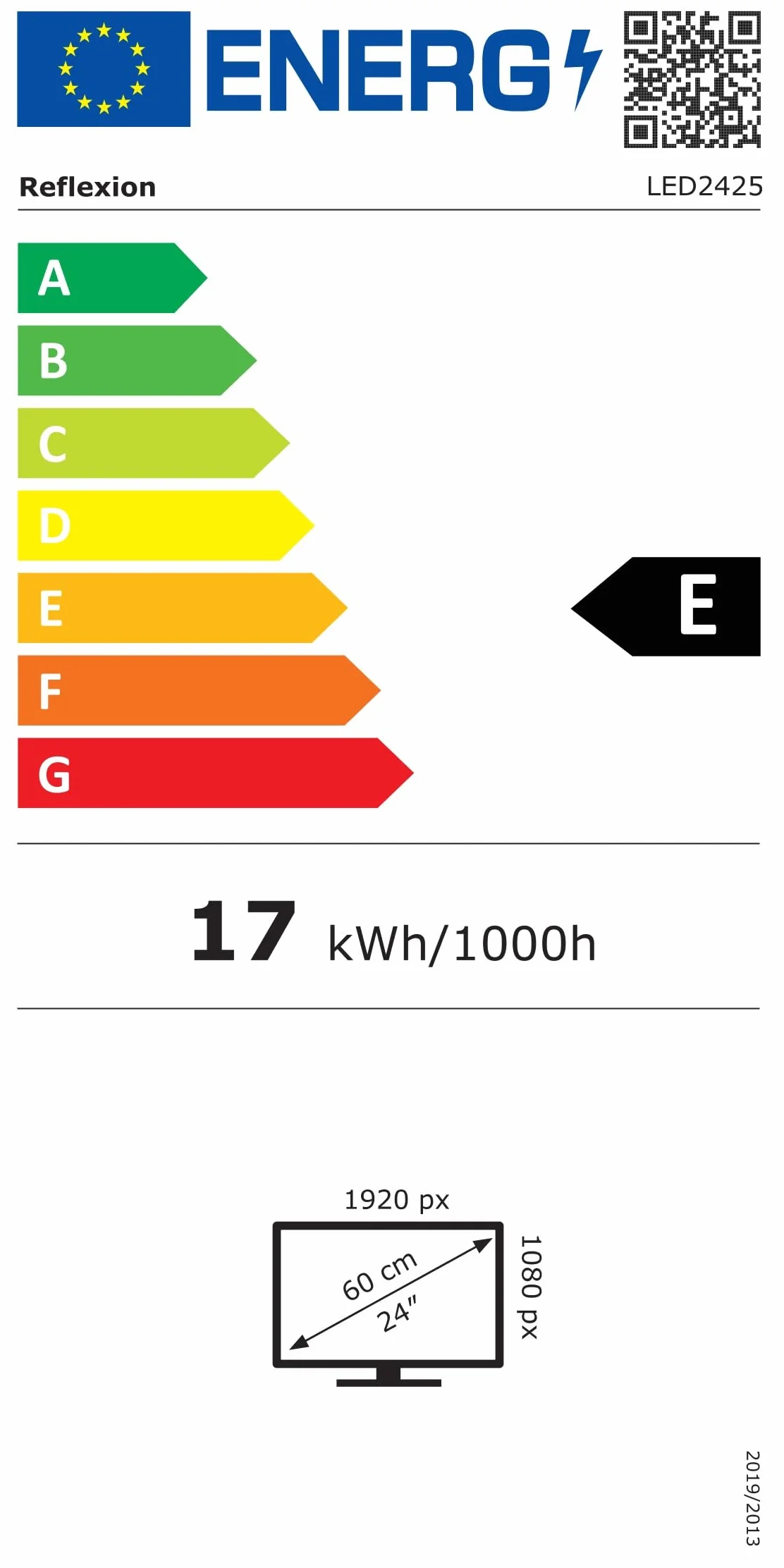 Reflexion LED2425 Téléviseur LED 60 cm pour Caravane/Camping-Car/Caravane/Bateau/Camion 12/230 V Full HD Triple Tuner avec DVB-T2HD, DVB-S2, DVB-C, Fente CI + Fonction d'enregistrement (PVR)