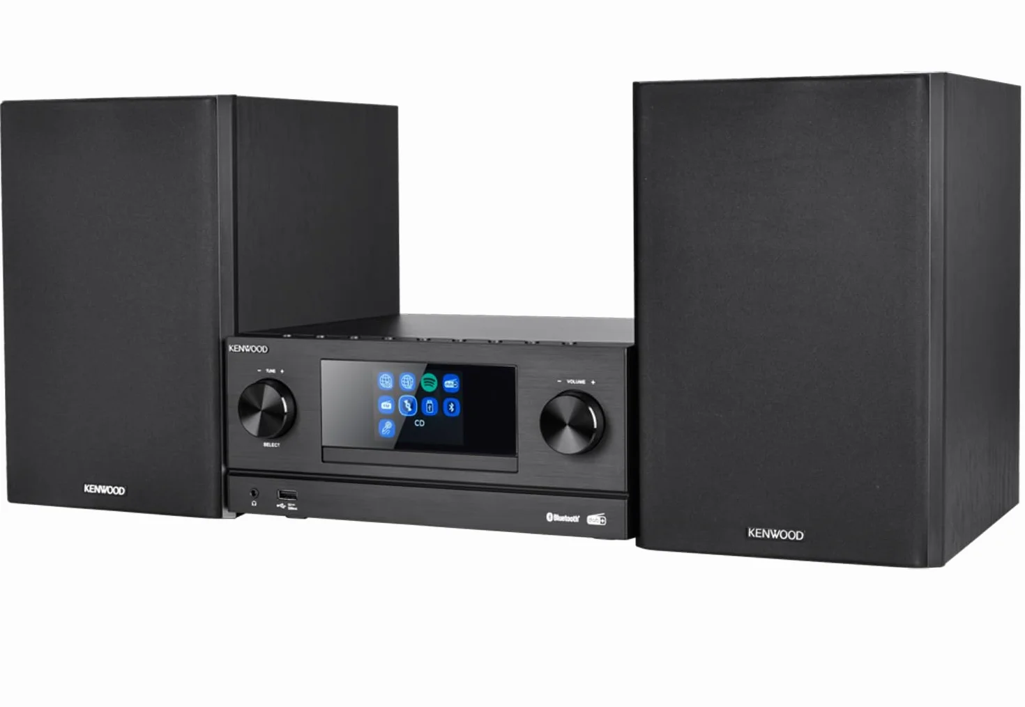 KENWOOD M-9000S-B Micro Système Hi-FI avec CD, Dab +, Radio Internet, Spotify, FM, Bluetooth, USB et Grand écran Couleur TFT
