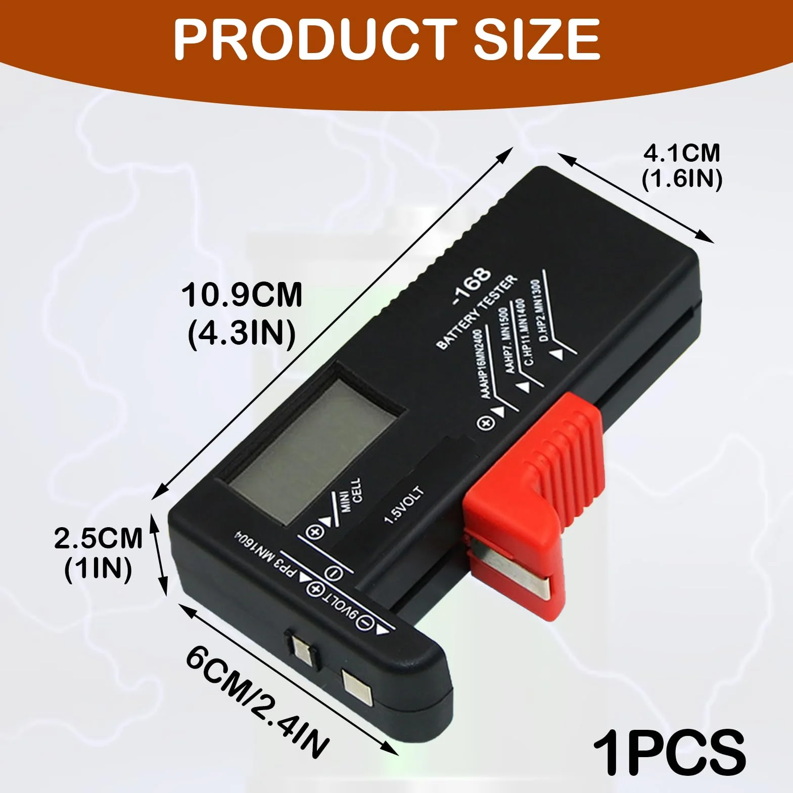 Testeur de Piles Universel Numérique BT-168D pour AA AAA C D 9V 1.5V Piles Bouton avec Ecran LCD