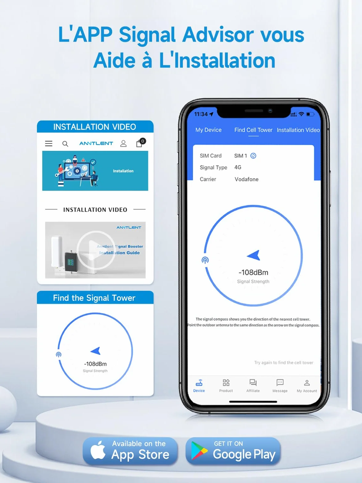ANNTLENT Amplificateur 4G 3G Bande 1/8/20, LTE GSM WCDMA Amplificateur de Signal Cellulaire Tri-Bande pour Tous Opérateurs, Support Multi-Appareils,pour Maison/Bureau
