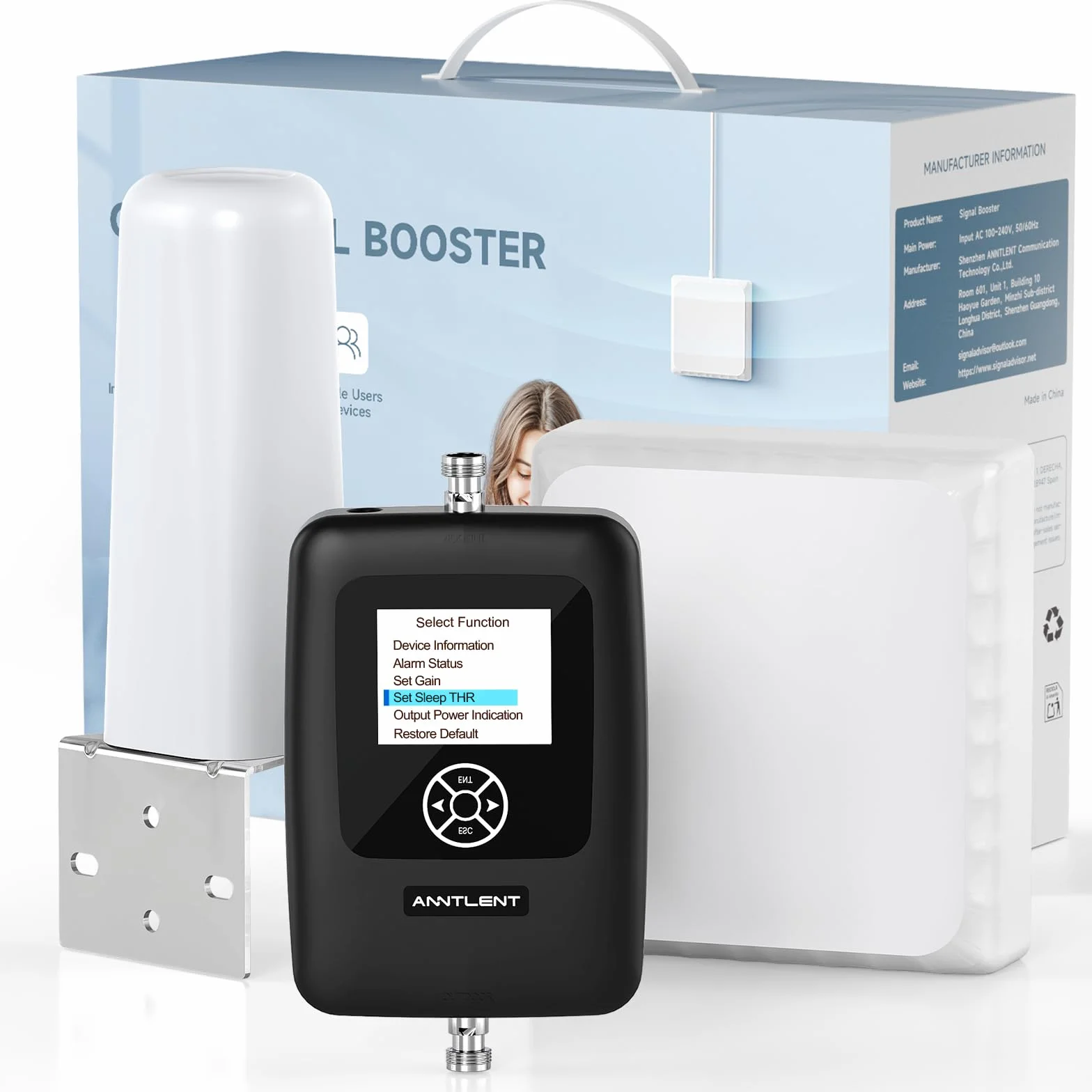 ANNTLENT Amplificateur de Signal Amplifier 4G 3G Bande 1/3/7/8/20, LTE GSM WCDMA Amplificateur de Signal Mobile Five-Bande Connecté à L'application, pour Tous Opérateurs