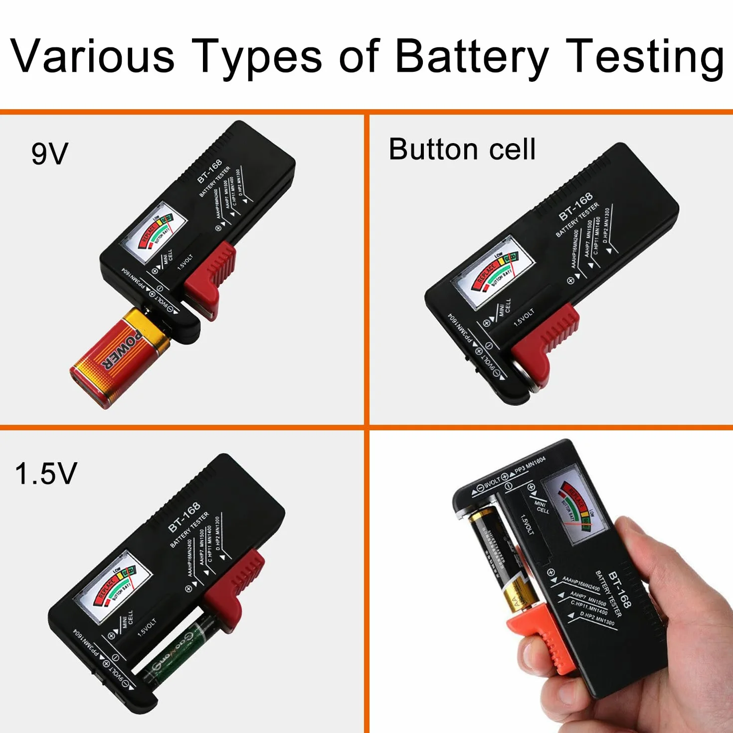 Testeur de Piles Universel Numérique pour AA AAA C D 9V 1.5V