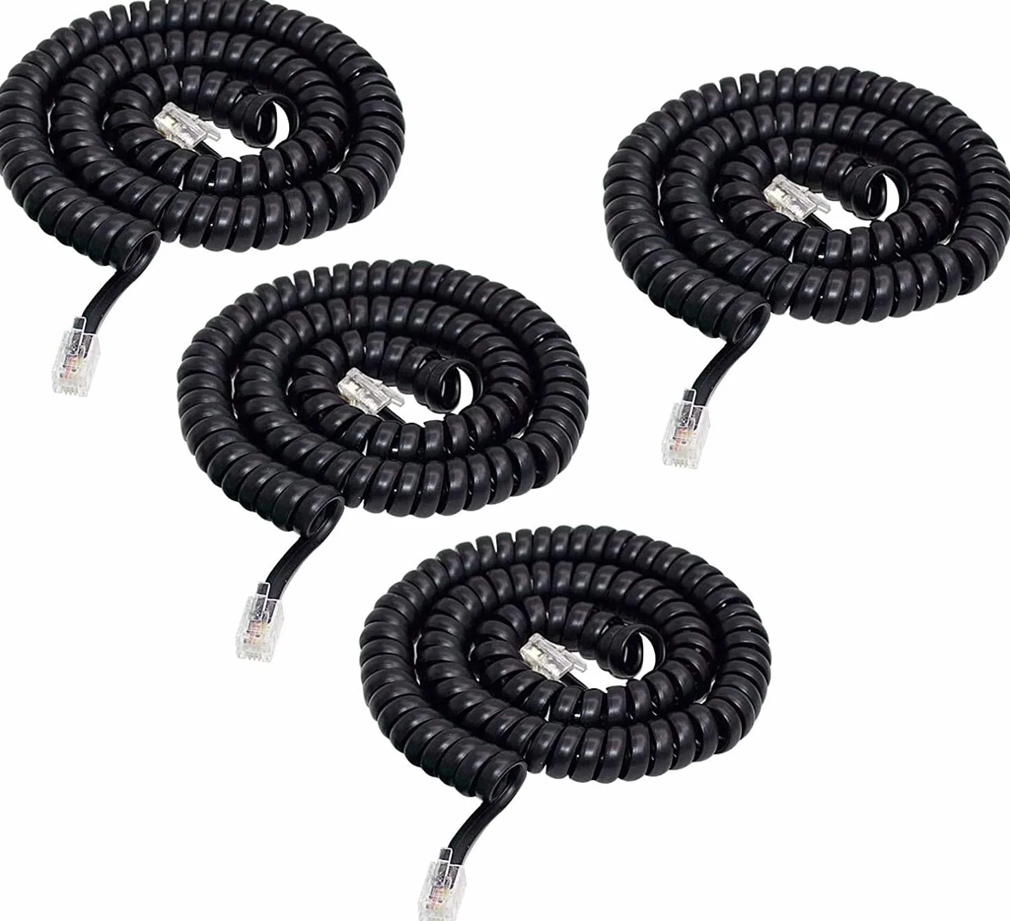 Câble Telephonique,RJ9 4p4c 2,5 Mètres Câbles pour Téléphones Fixes,Câble pour Combiné de Téléphone (Noir,Lot de 4)