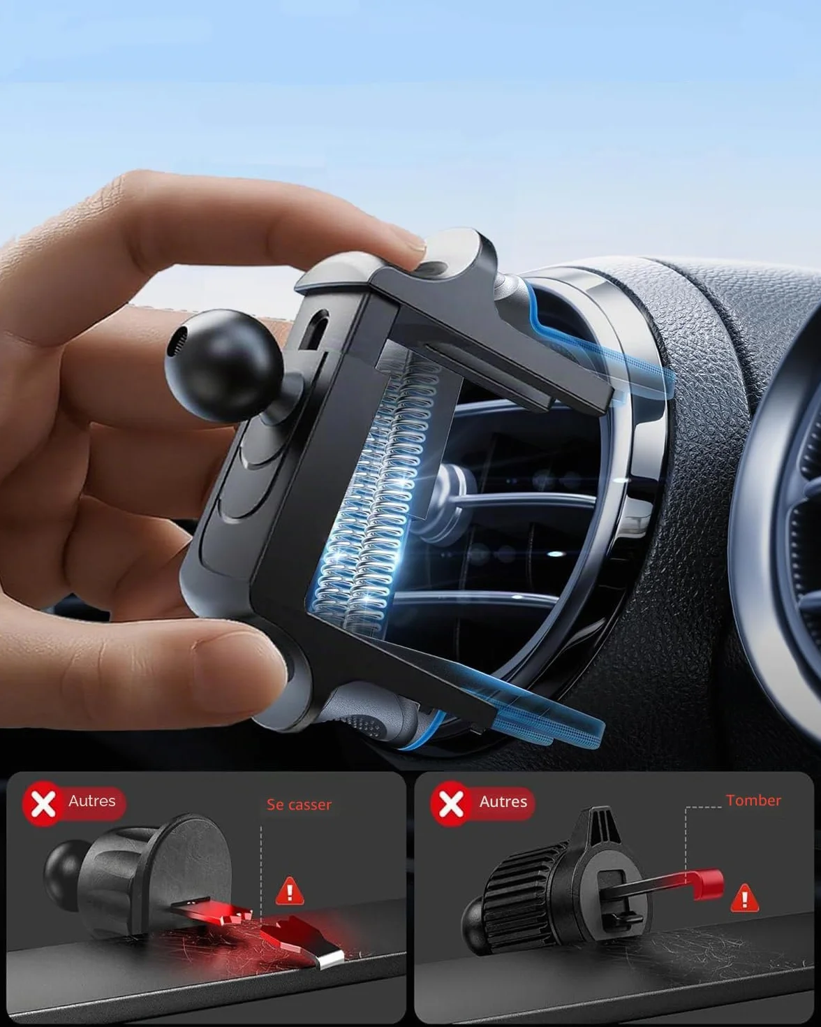 ICAILIN Support Telephone Voiture, Support à Grille d'Aération avec Rotation Support téléphone Voiture Mercedes