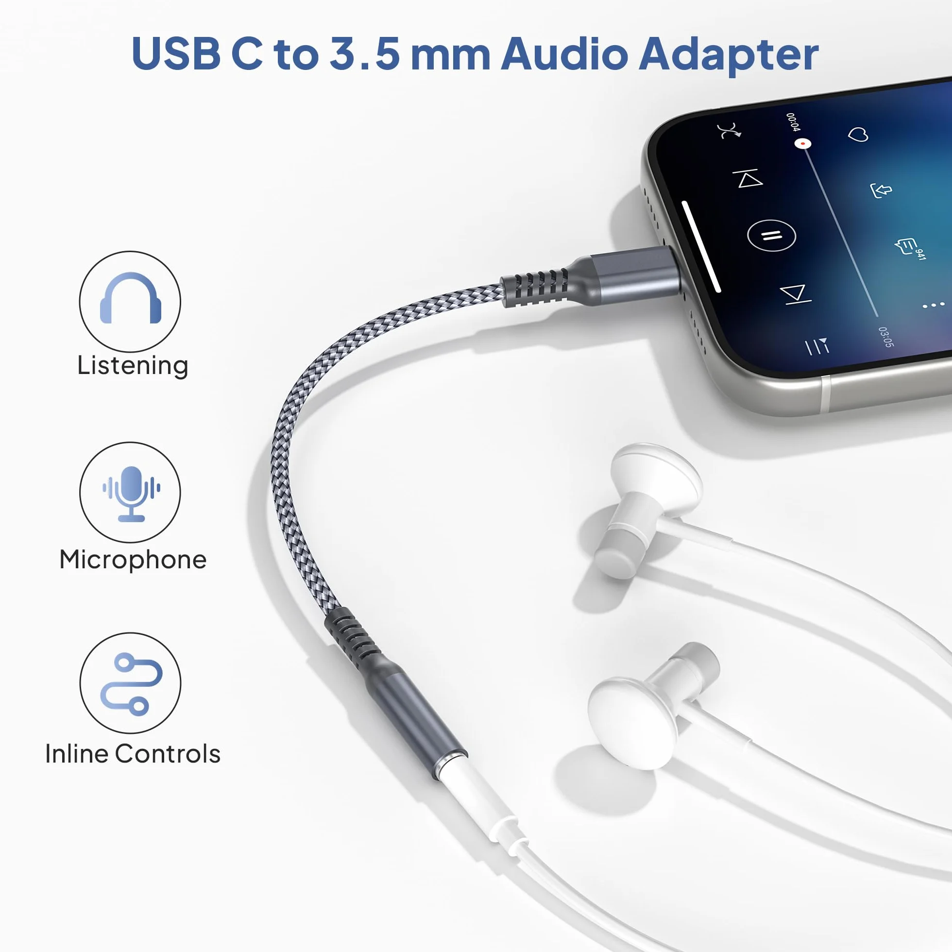 Elebase USB C vers 3.5mm Audio Convertisseur pour iPhone 17 16 15 Pro Max iPad Pro Samsung Galaxy S26 S25 S24
