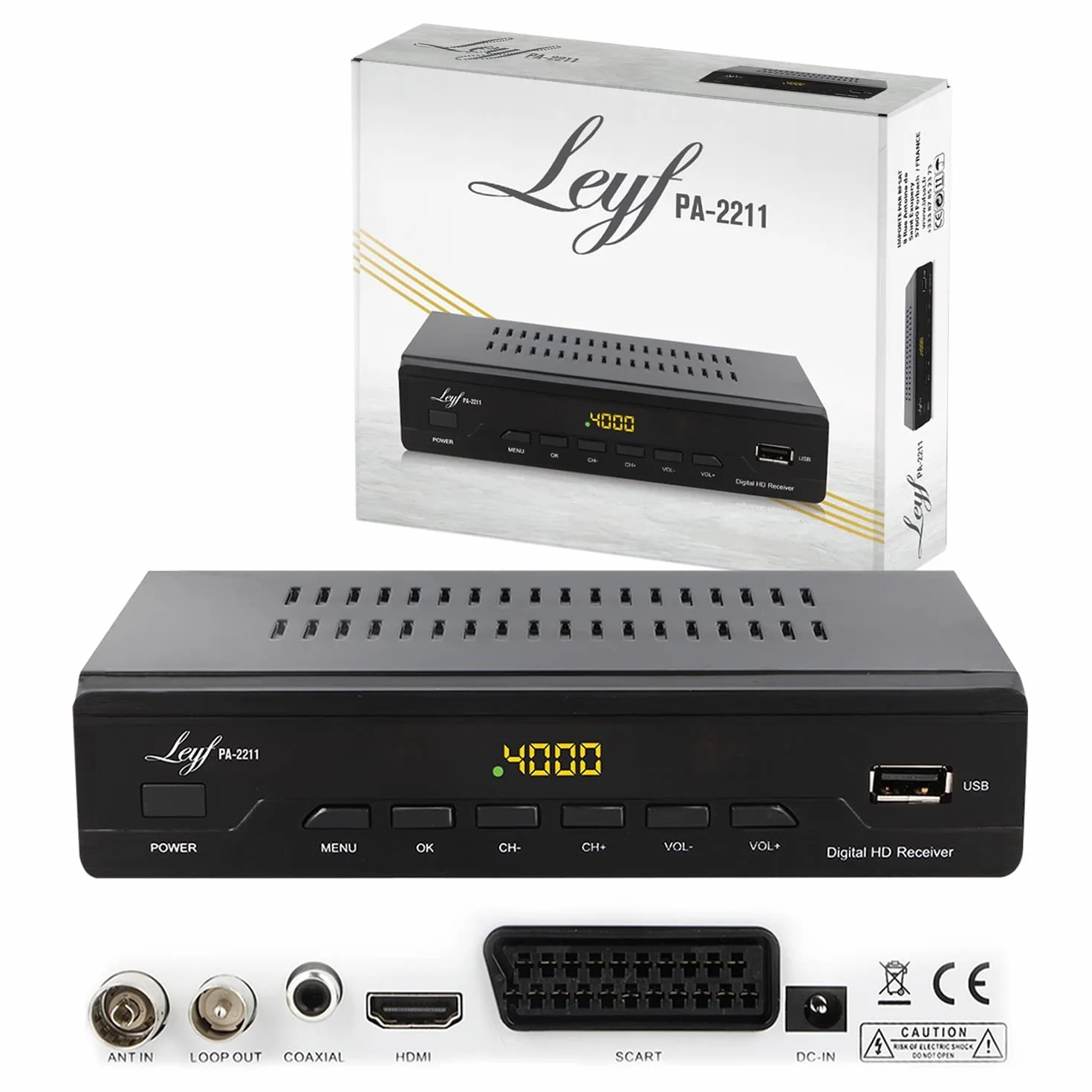 Décodeur TNT LEYF PA-2211 Full HD 1080p DVB-T2 Tuner TV HD avec câble HD