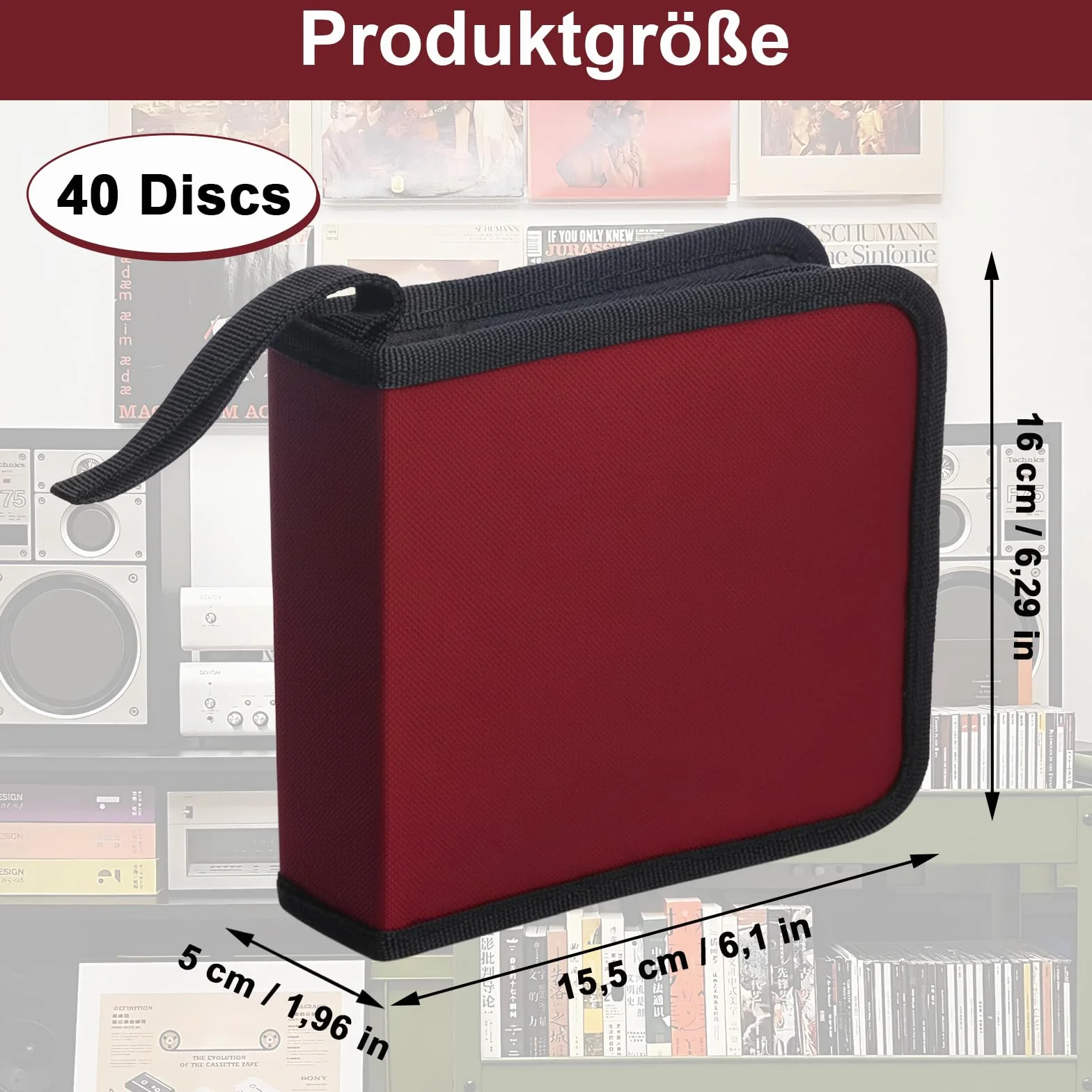 Range CD Pochette 44 CD DVD Organisateur Voiture Maison Rouge