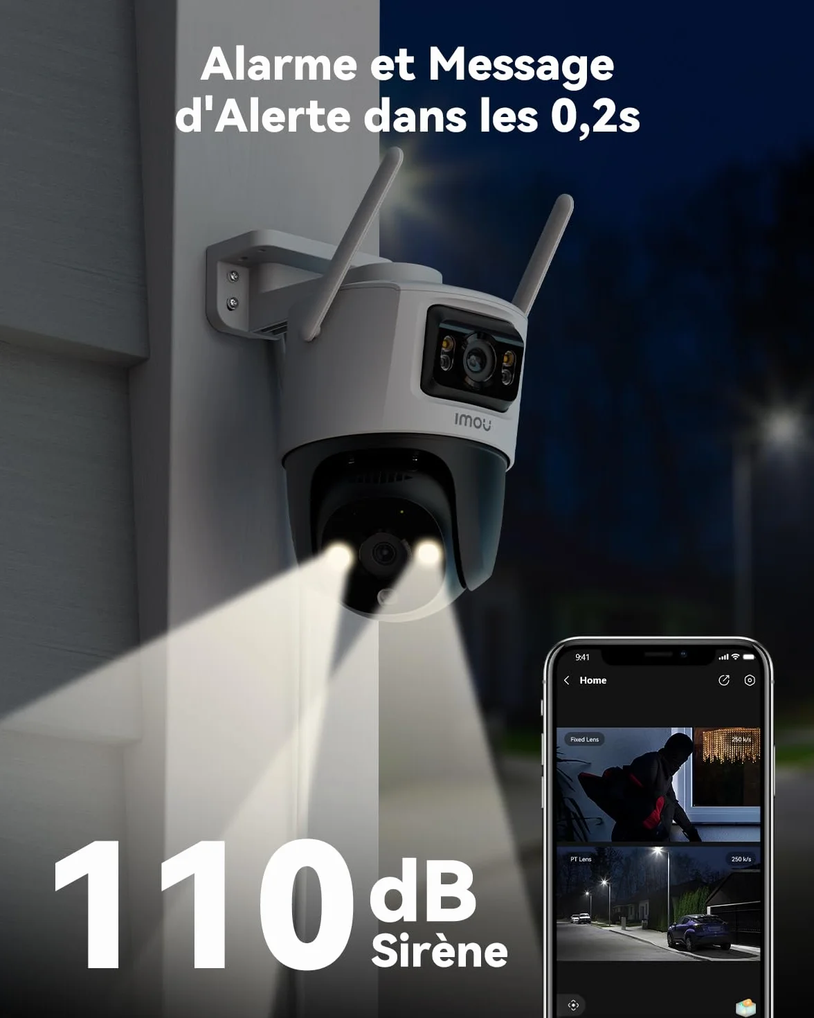 Imou 4K(5MP+3MP) Caméra Surveillance WiFi Extérieure à Double Objectif, 360° Caméra IP Exterieur WiFi, AI Détection Humaine/Véhicule, Suivi Automatique, Vision Nocturne Couleur 30M,Étanche IP66,Sirène
