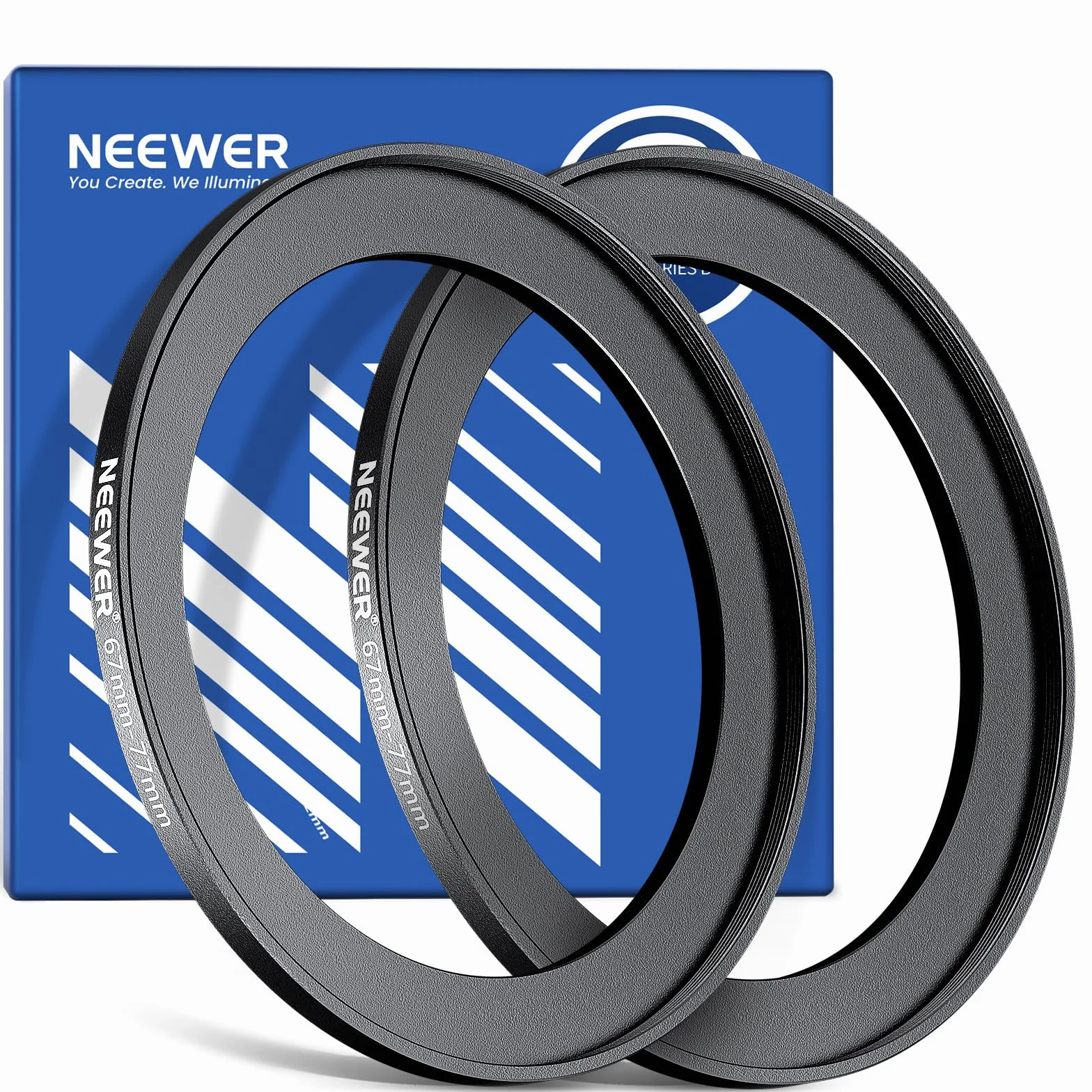 Neewer Step Up Lot de 2 bagues d'adaptation 67-77 mm avec Chiffon de Nettoyage en Alliage d'aluminium pour Objectif Photo