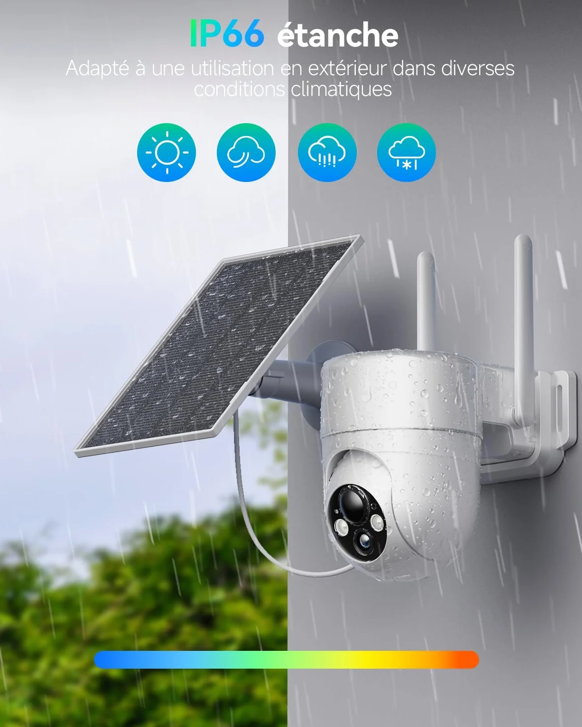 SEHMUA 2K Caméra Surveillance WiFi Exterieure sans Fil, 360° PTZ Caméra Extérieur sans Fil Batterie sur Panneau Solaire, 2,4 GHz, Vision Nocturne Couleur, Détection PIR, Audio Bidirectionnel, 2 Pièces