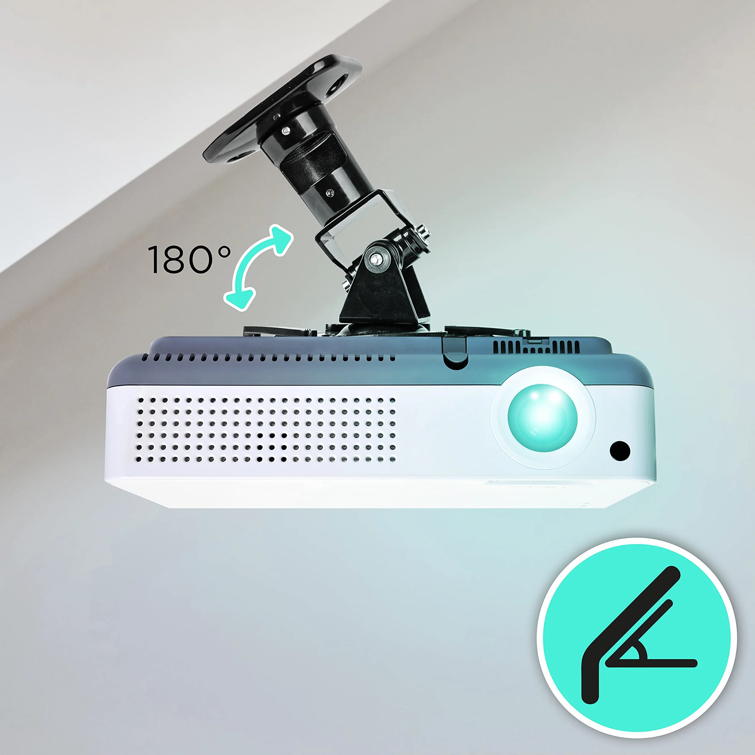 Duronic PB01XB Support Vidéoprojecteur Plafond Rotatif 360° Inclinable 180° Pivotant 180° 10 kg