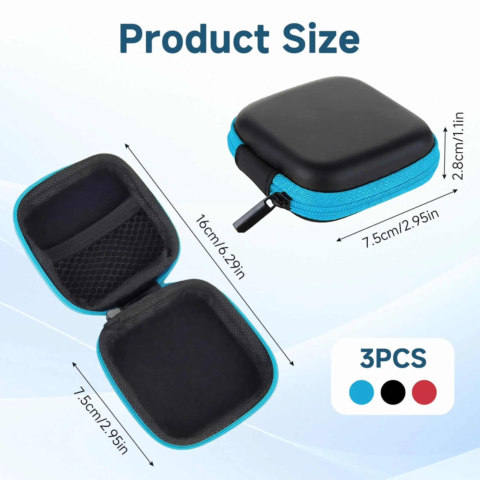 Étui de Rangement pour Casque, Protection Portable avec Fermeture à Glissière, 3 Pièces