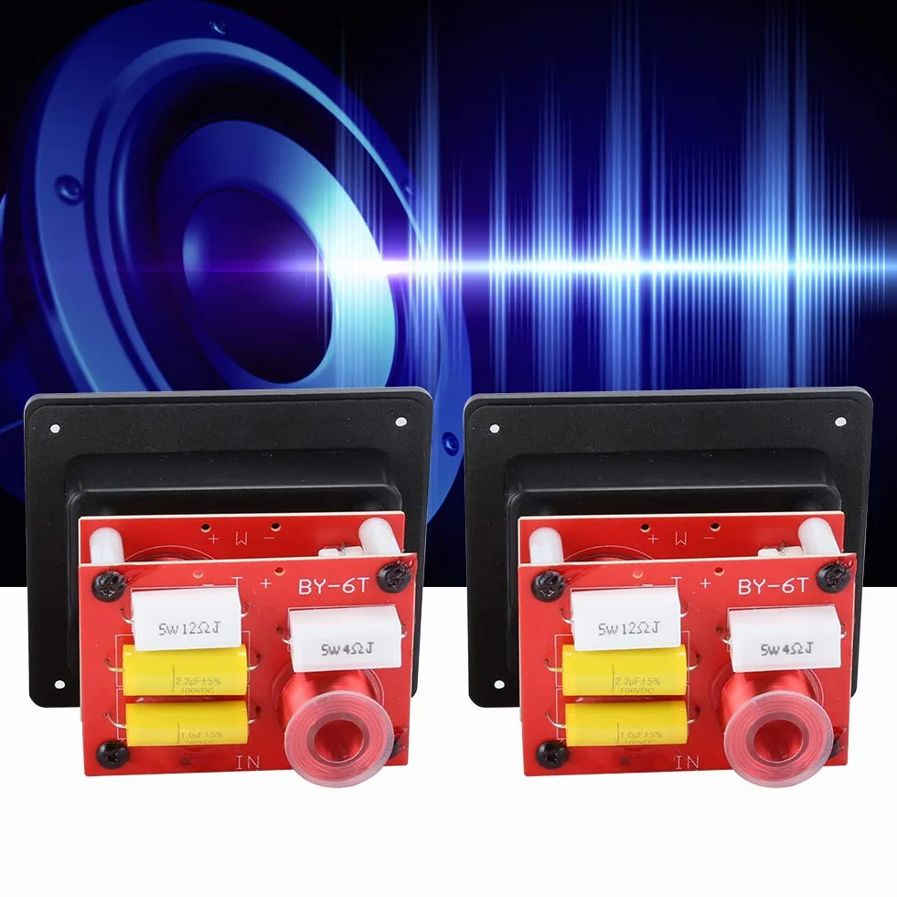 Lot de 2 Filtres Croisés HiFi, Tweeter Basse, Haut-Parleur 2 Voies, Diviseur de Fréquence 120 W, Impédance 4-8 Ohms pour Bibliothèque de 3 à 8 Pouces Haut-Parleur HiFi Fever