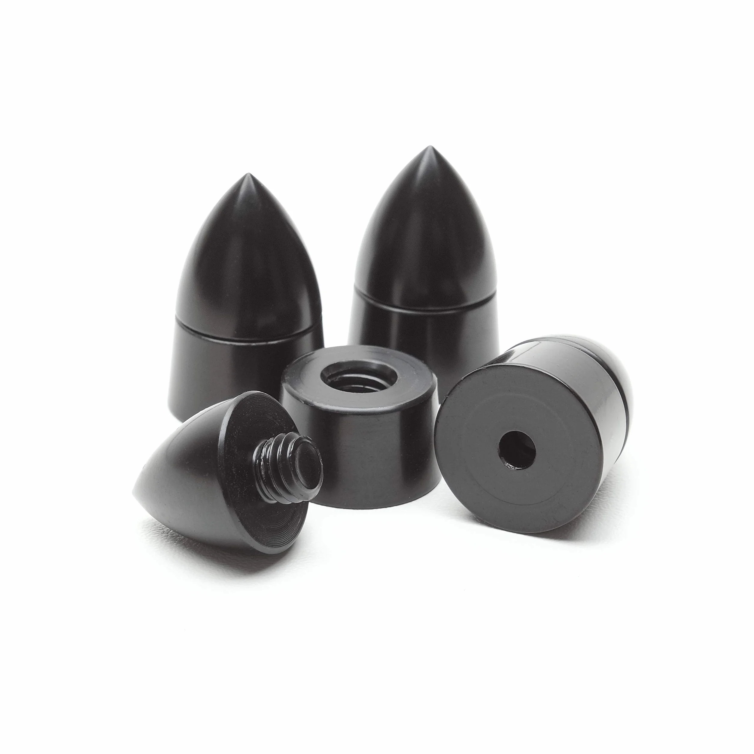 Dynavox Lot de 4 absorbeurs de sous-Watts réglables en Hauteur pour Haut-parleurs, boîtiers ou appareils Hi-FI, Montage à vis, Noir