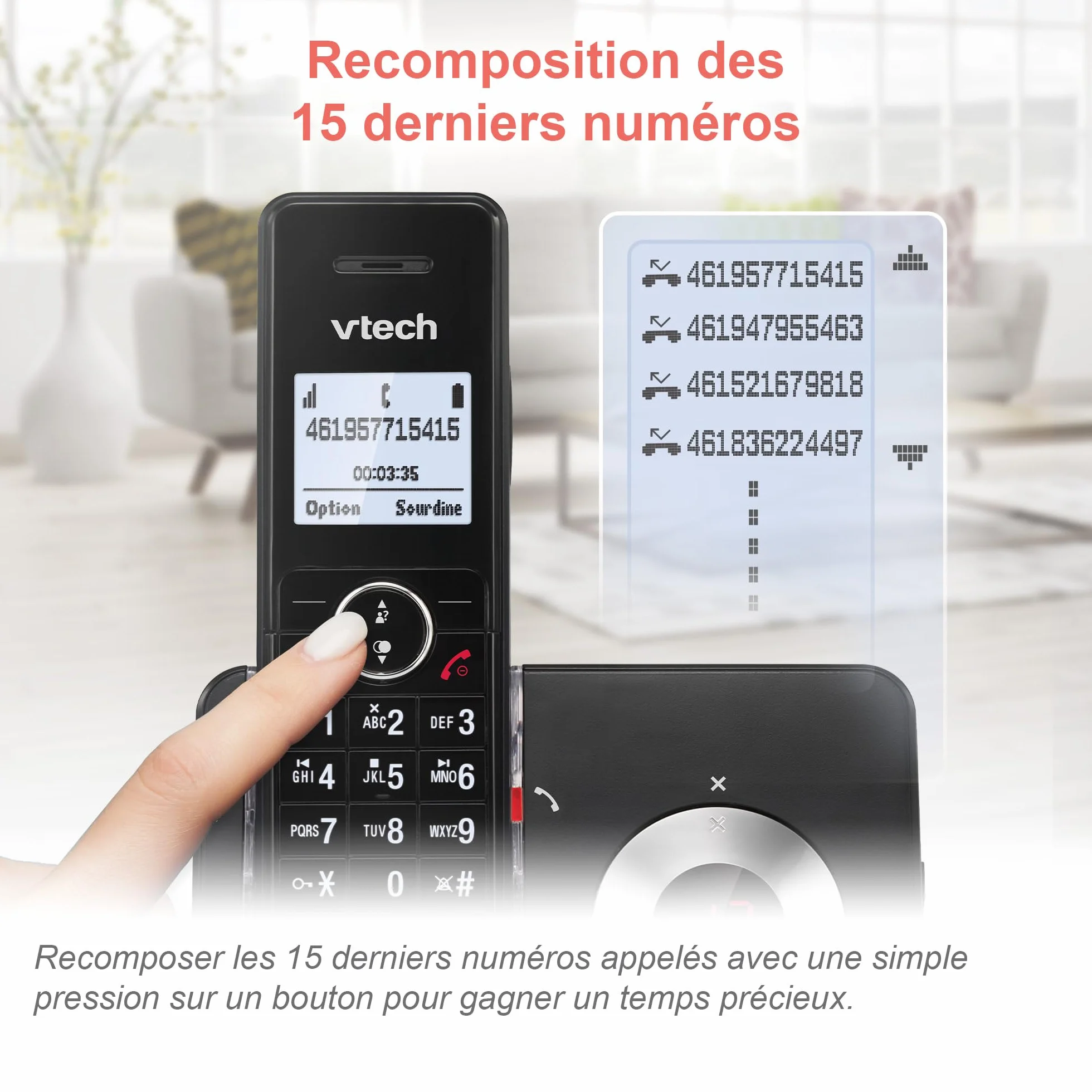 VTech MS3050 Téléphone Fixe sans Fil DECT avec Blocage d'appel, répondeur, Identification de l'appelant/Appel en Attente, amplificateur de Volume, Haut-Parleur Mains Libres, numérotation Rapide