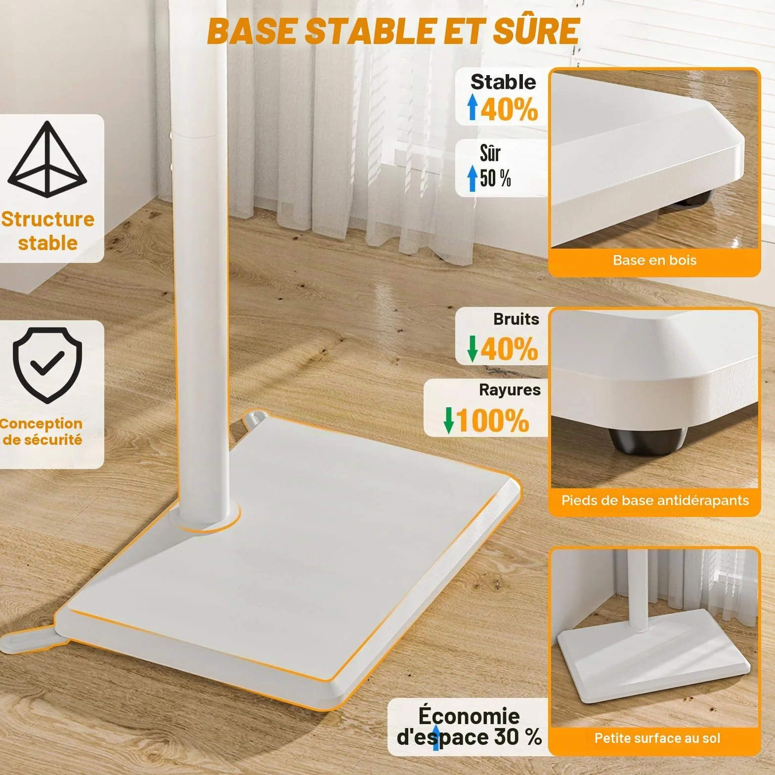 TVON Support TV au Sol pour Téléviseurs de 32 à 60 Pouces, Support TV Haut avec Pieds de Support, Support TVs d'angle Slim, Hauteur Réglable, Pivotant, Max VESA 400x400mm jusqu'à 40kg