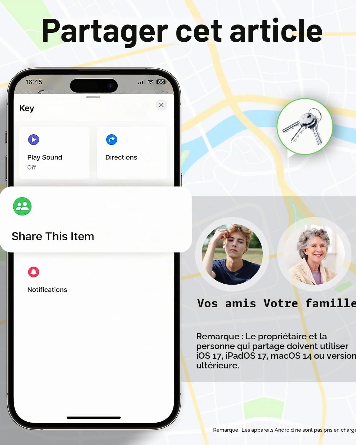 Smart Air Traceur Tag, Compatible avec Apple Find My (iOS Uniquement), étanche IP67, Batterie Remplaçable, Localisateur de Clés/Portefeuilles/Valises/Sac à Dos - Lot de 4