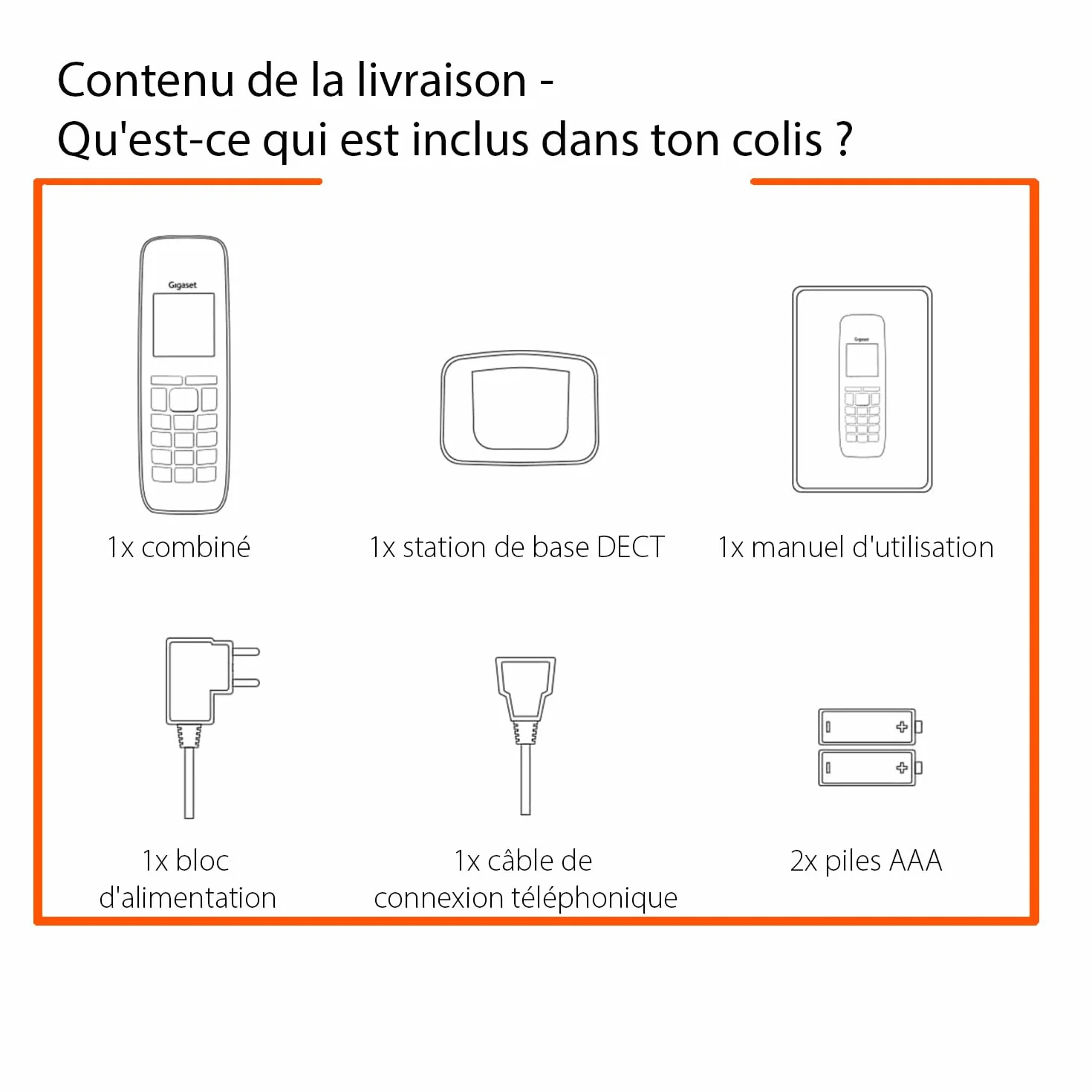 Gigaset A695 téléphone DECT sans fil grand écran fort contraste qualité audio mains libres gris