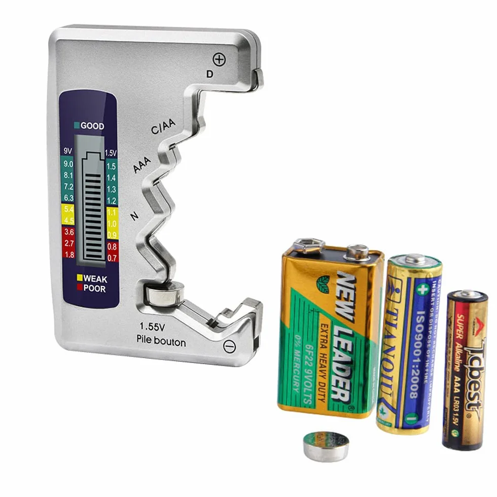 Mesee Universel Testeur de Piles Numérique Digital - Vérificateur de Batterie Portable pour AA AAA C D N 9V 1.5V Piles Bouton