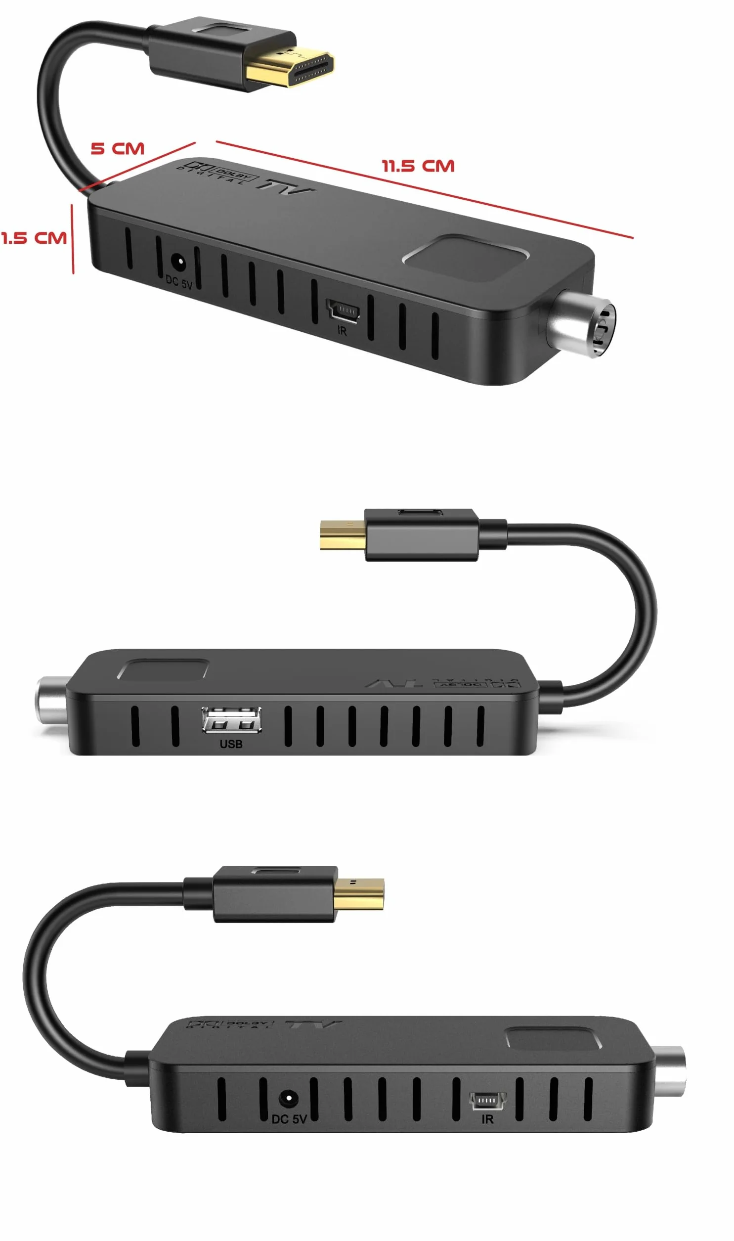 DEKO Boitier TNT HD DVB-T2 HEVC Stick HDMI USB 10 Bit WiFi Multimédia PVR 2in1