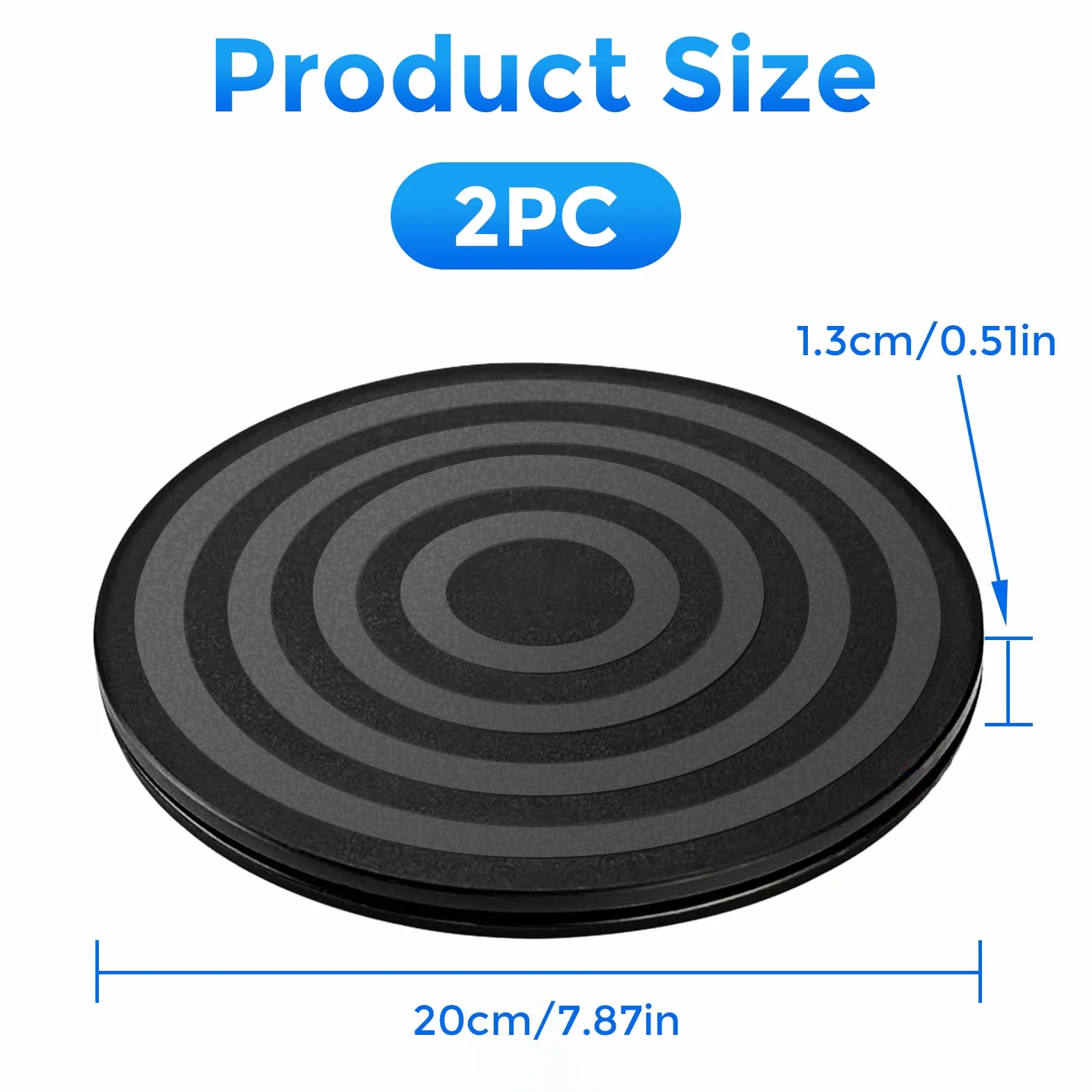 2pcs Plateau Tournant Manuel 20cm Tourne-Disque Rotatif Universel Plateau Pivotant Plateforme Rotative 360 Degré Support De Base Rotatif pour Moniteur,TV,Ordinateur,Artisanat,Bonsaï