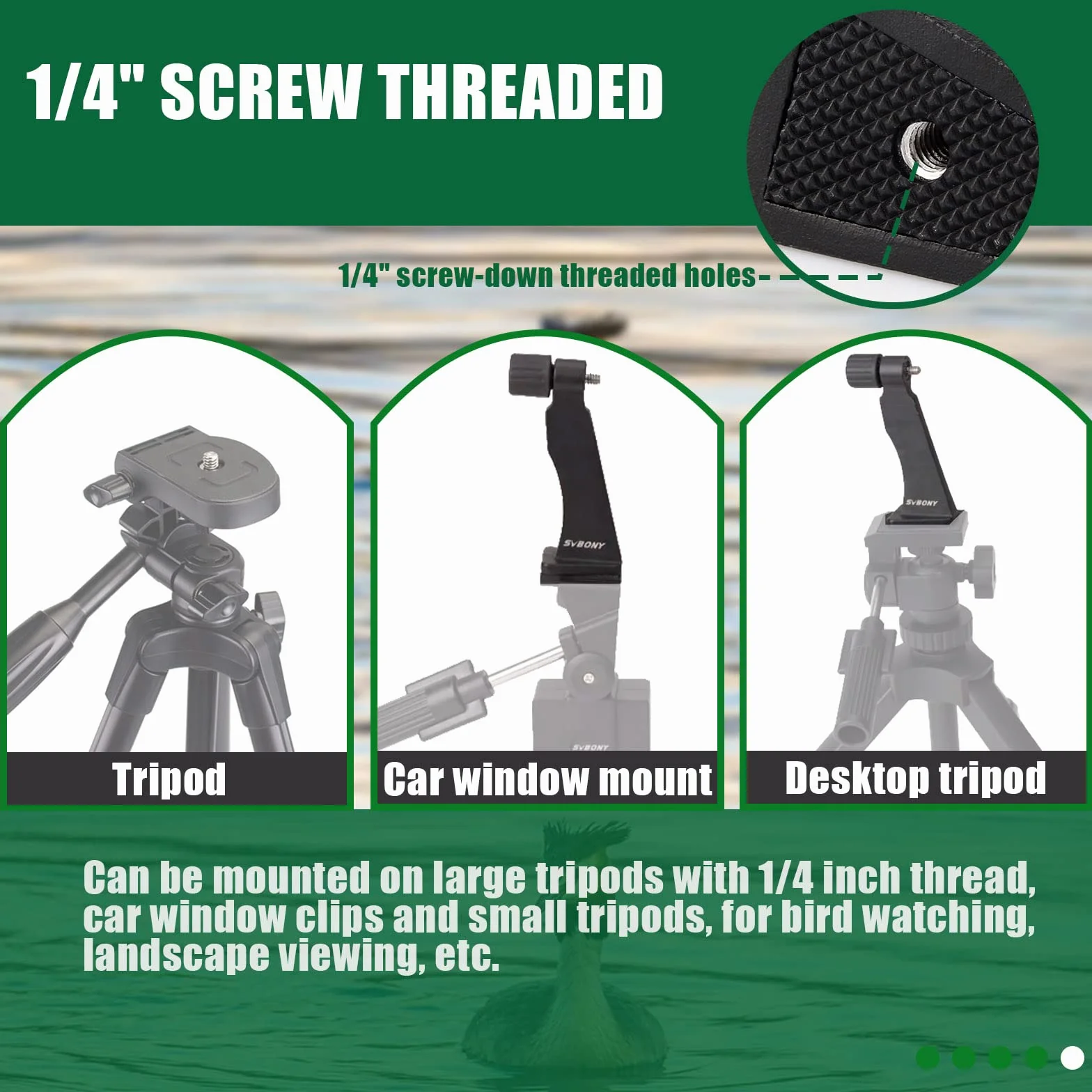 Svbony SV110 Adaptateur de Trépied 1/4Pouces Adaptateur de Trépied de Télescope Binoculaire Métal Complet pour l'Observation des Oiseaux de la Faune