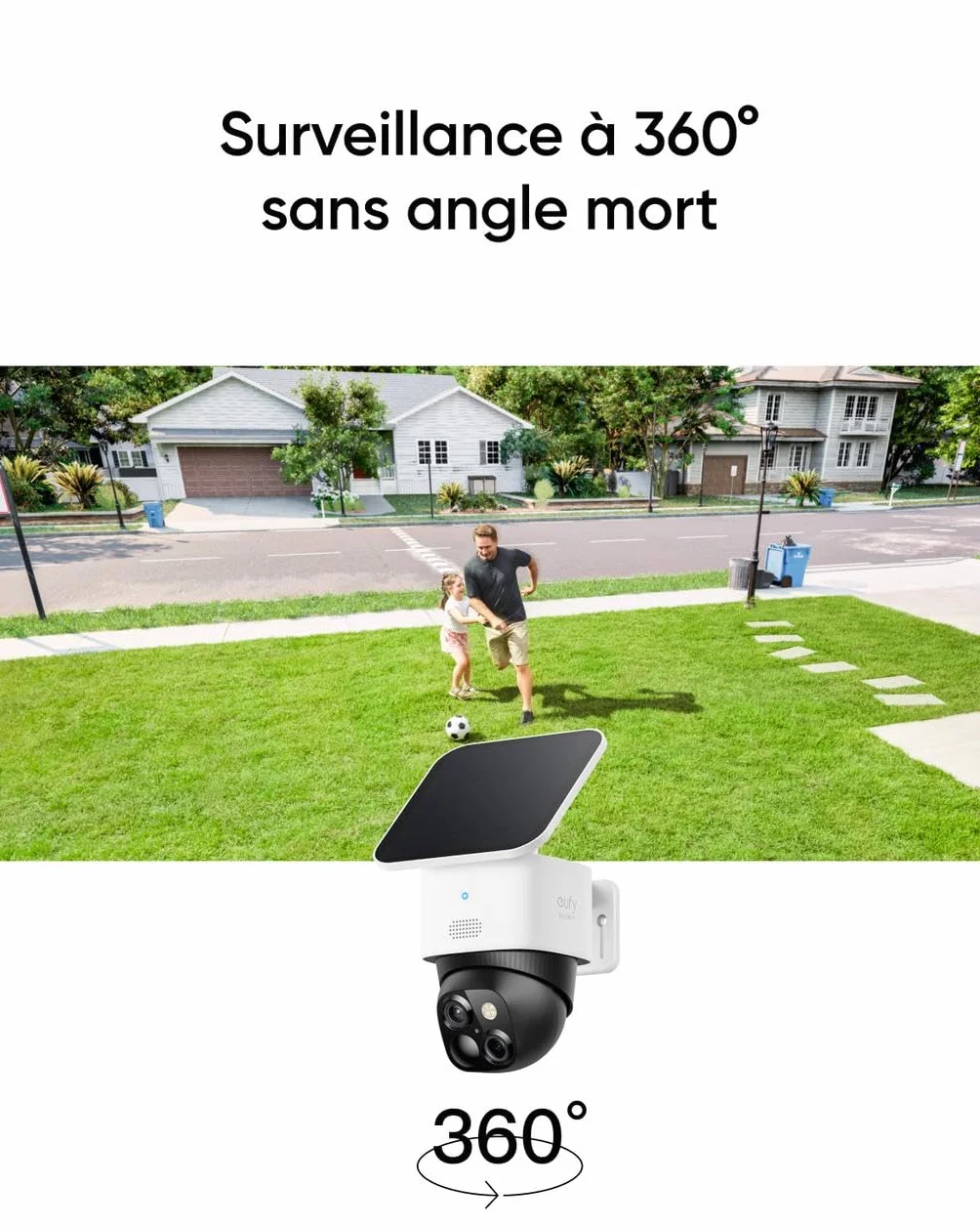 eufy Security SoloCamS340 Caméra de Sécurité Solaire WiFi Extérieure 360° 3K Sans Fil