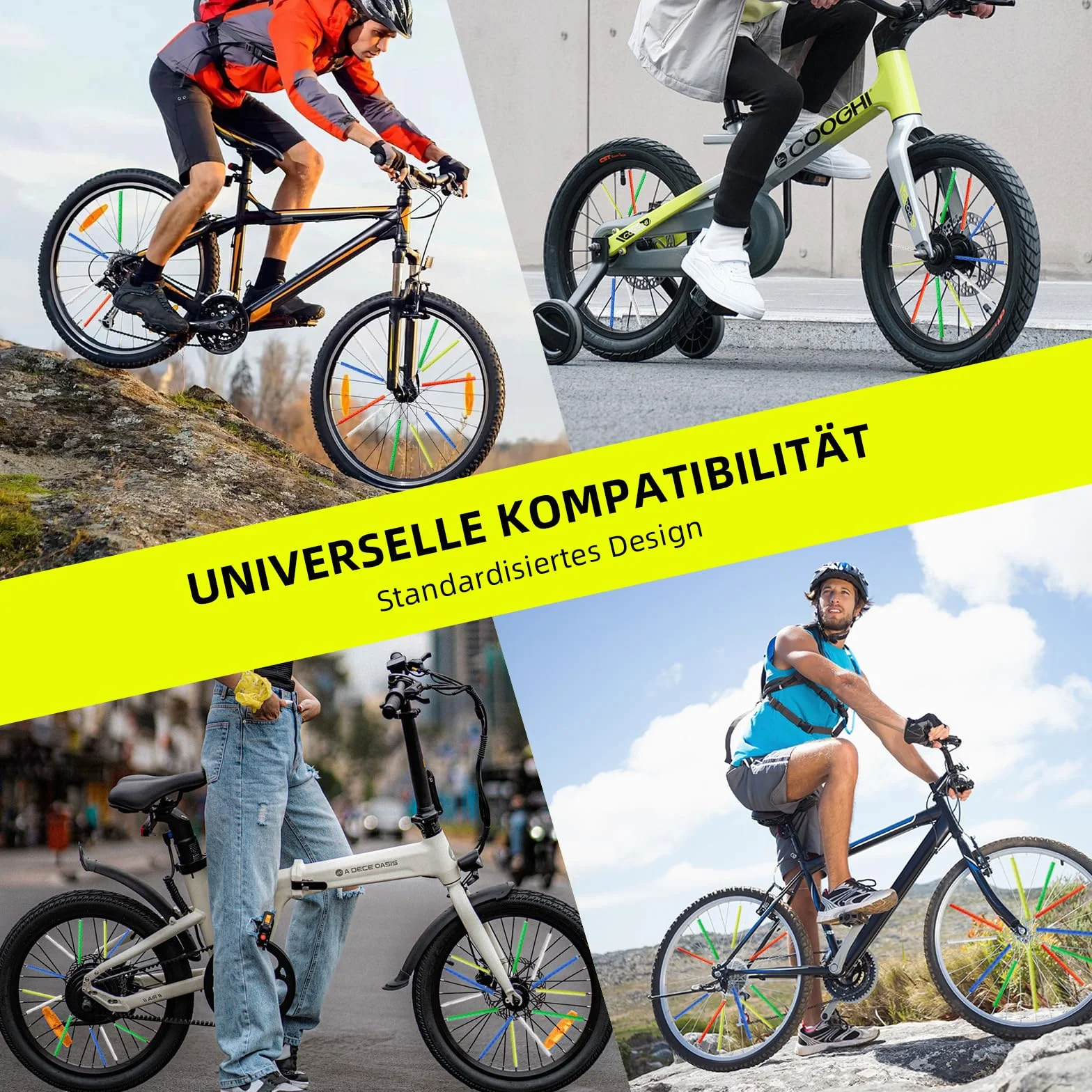 Lot de 72 réflecteurs pour vélo à 360° – Ensemble résistant à l’eau, montage simple
