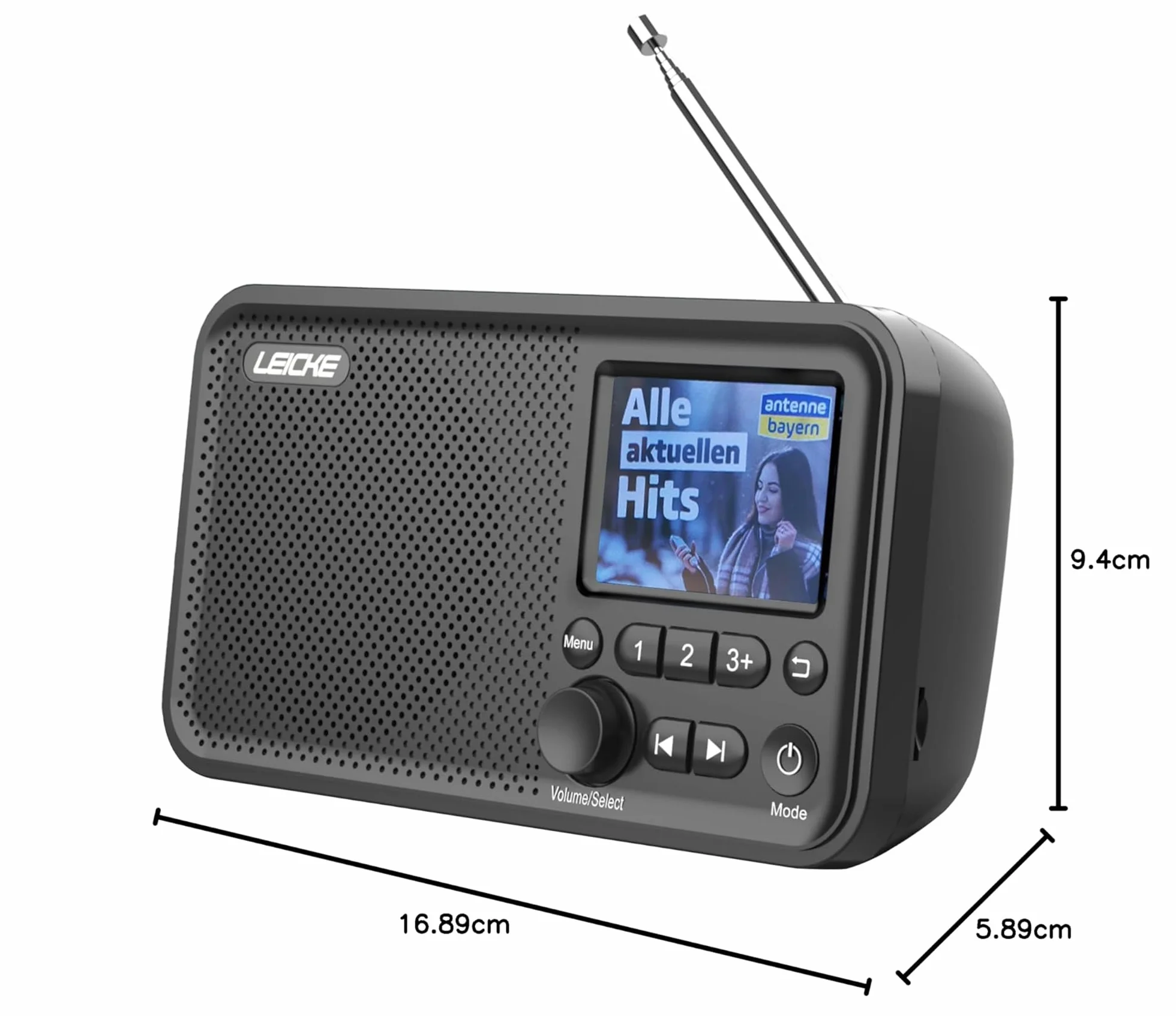 LEICKE Radio Portable avec Bluetooth 5.0 | Radio Dab/Dab+ et FM, écran Couleur 2,4", 80 préréglages, Radio de Cuisine avec câble ou Batterie de 2000mAh, Connexion MicroSD/TF/AUX, Fonctions d'alarme