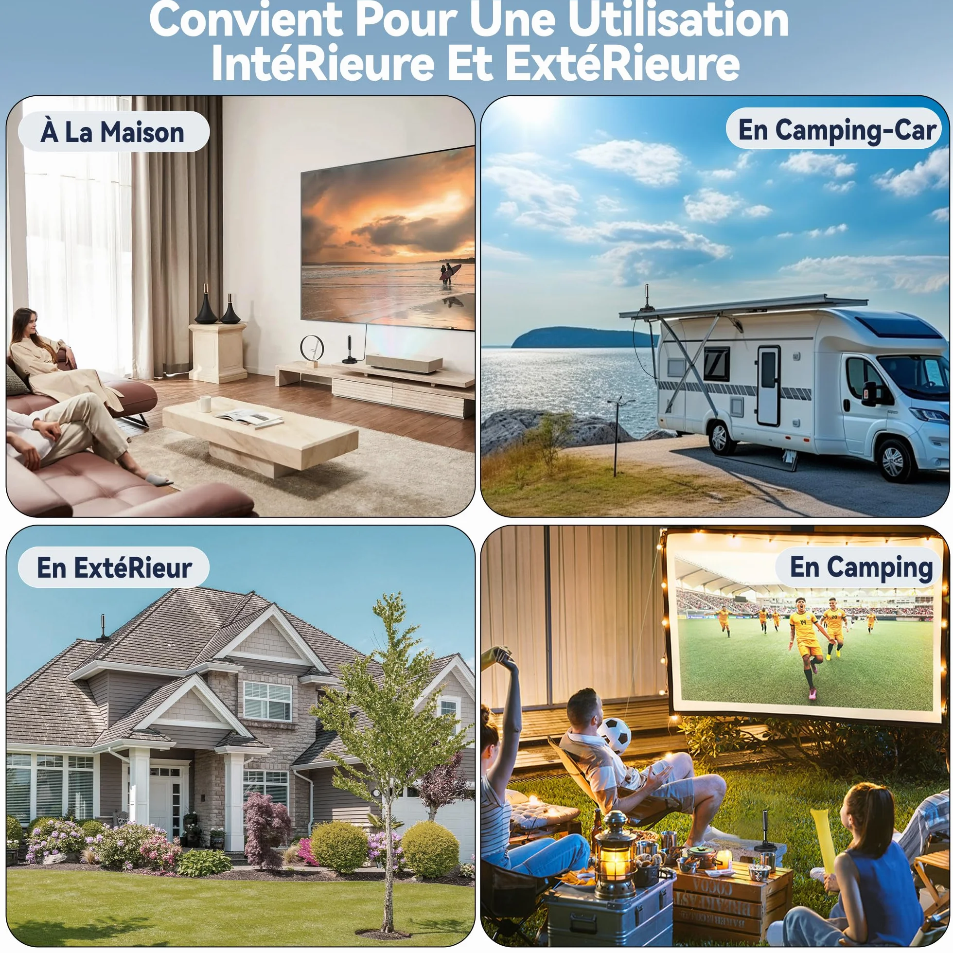 Antenne TV IntéRieur Puissante, Nouveau pour 2026 Antenne TNT IntéRieur Puissante, CâBle Coaxial De 5m, RéCeption Longue Distance 500km, 360 DegréS sans Angle Mort