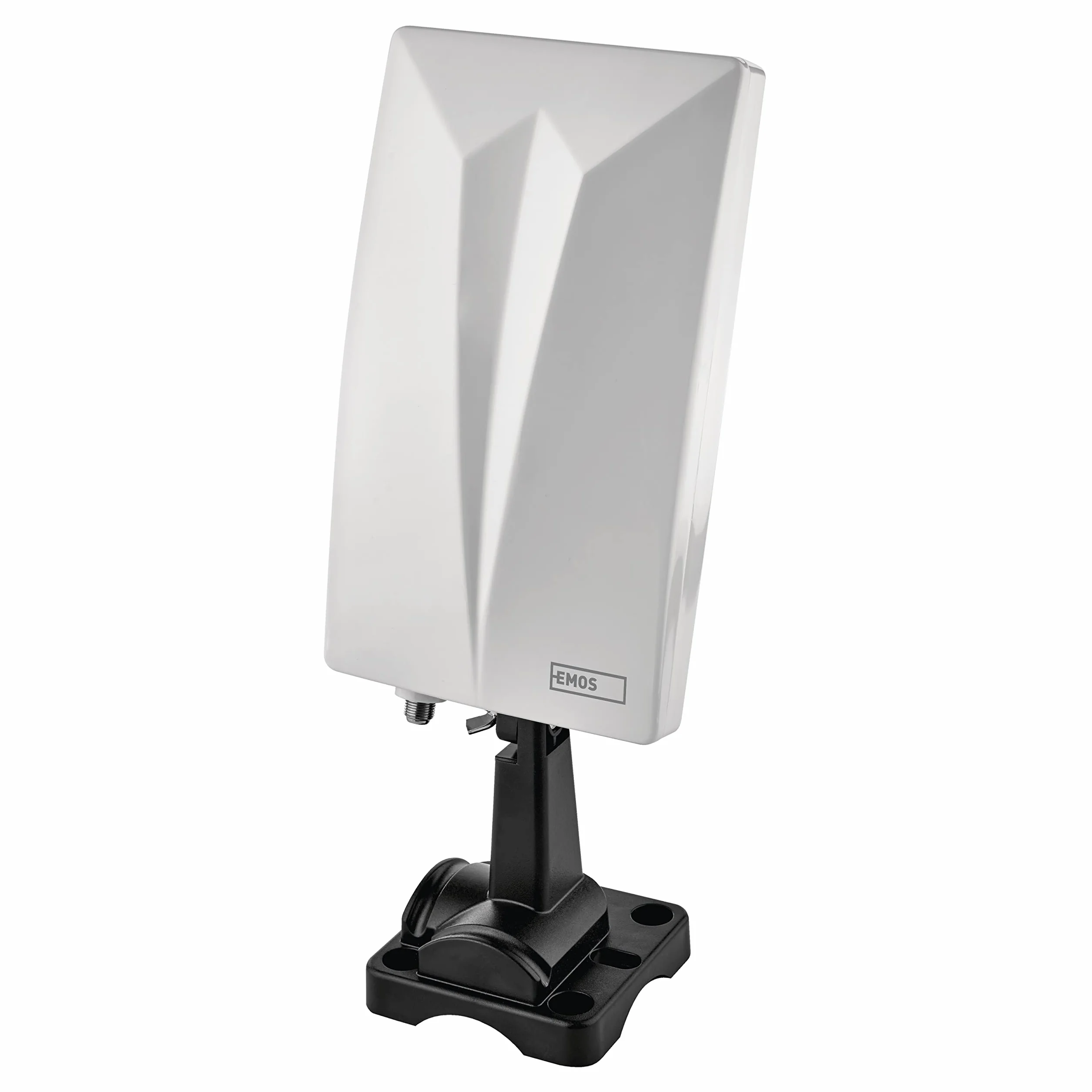 EMOS - Antenne intérieure/extérieure Village, antenne Active pour la réception Longue portée (0-80 km) de DVB-T2, Dab, FM, Full HD, avec Filtre de Blocage LTE, Filtre 4G, 5G et amplificateur intégrés