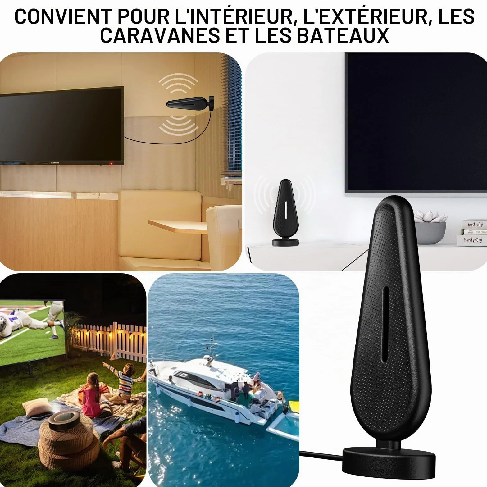 Antenne TV Intérieure Puissante - Optimisée pour 720p, 1080p, 4k - Réception Exceptionnelle des Chaînes TNT en Intérieur pour Une Expérience TV Impeccable